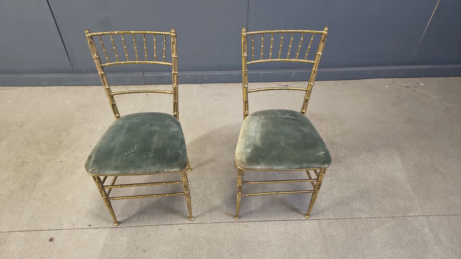 Pair Of Brass Faux Bamboo Chairs, 1960s photo furniture