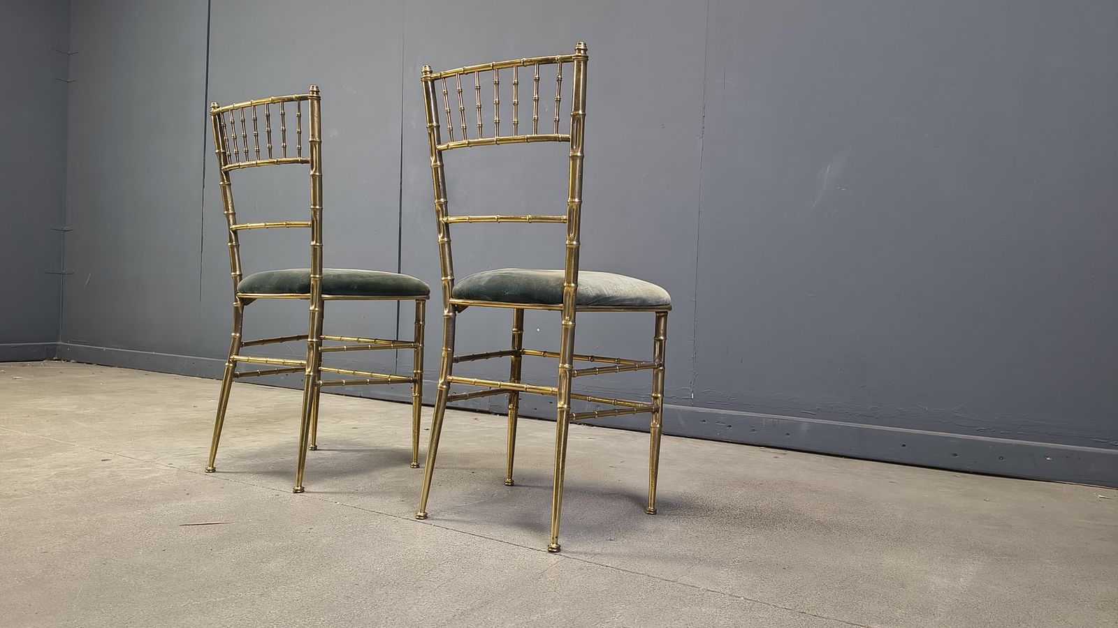 Pair Of Brass Faux Bamboo Chairs, 1960s photo for sale
