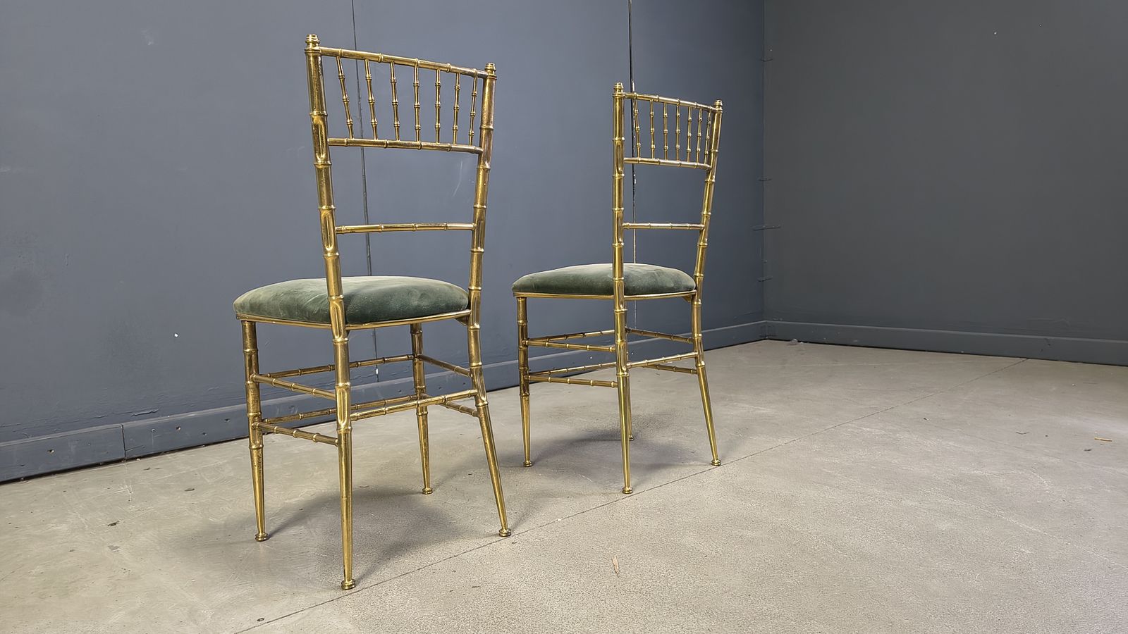 Pair Of Brass Faux Bamboo Chairs, 1960s photo Furniture