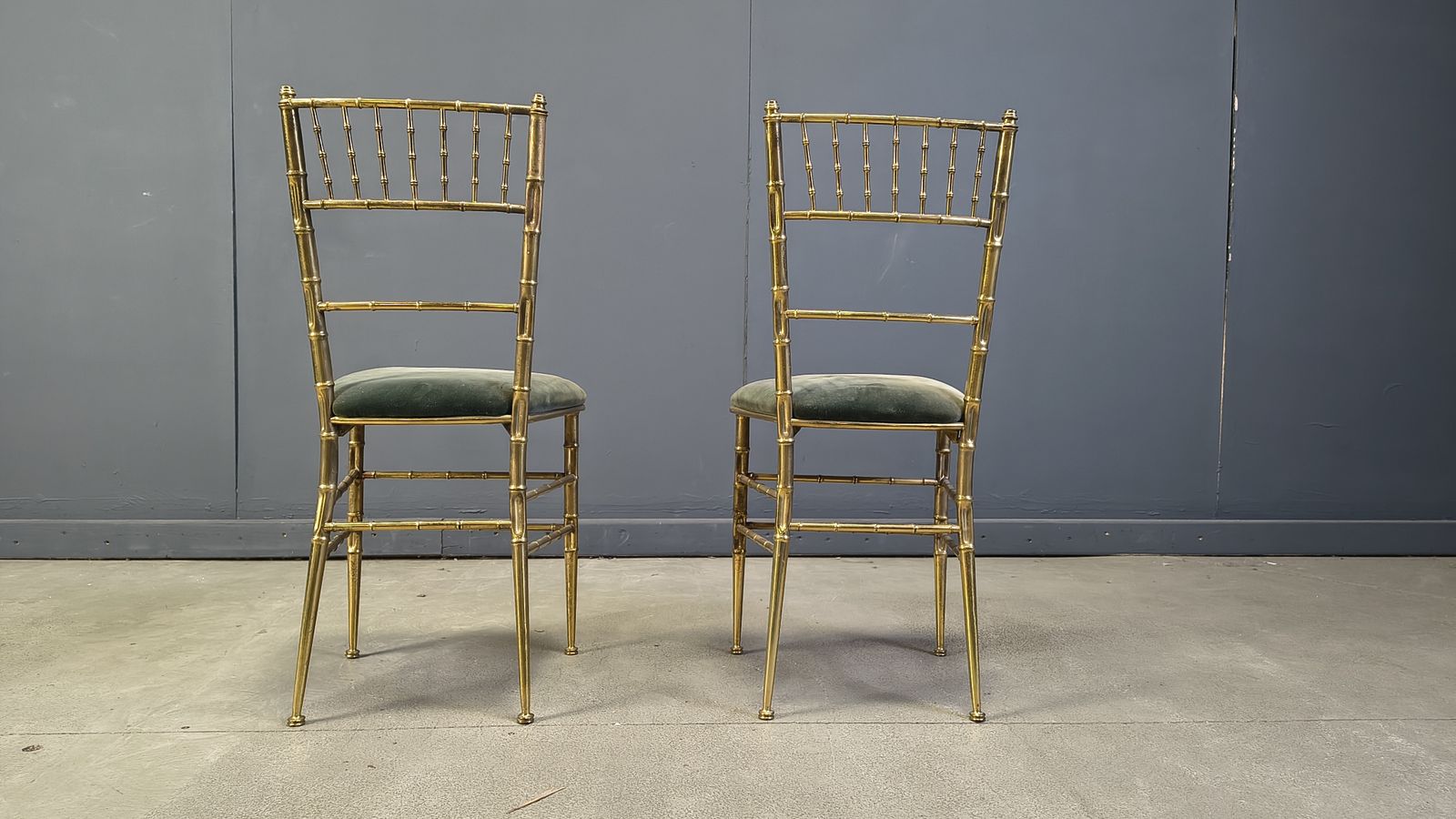 Pair Of Brass Faux Bamboo Chairs, 1960s photo 600.0