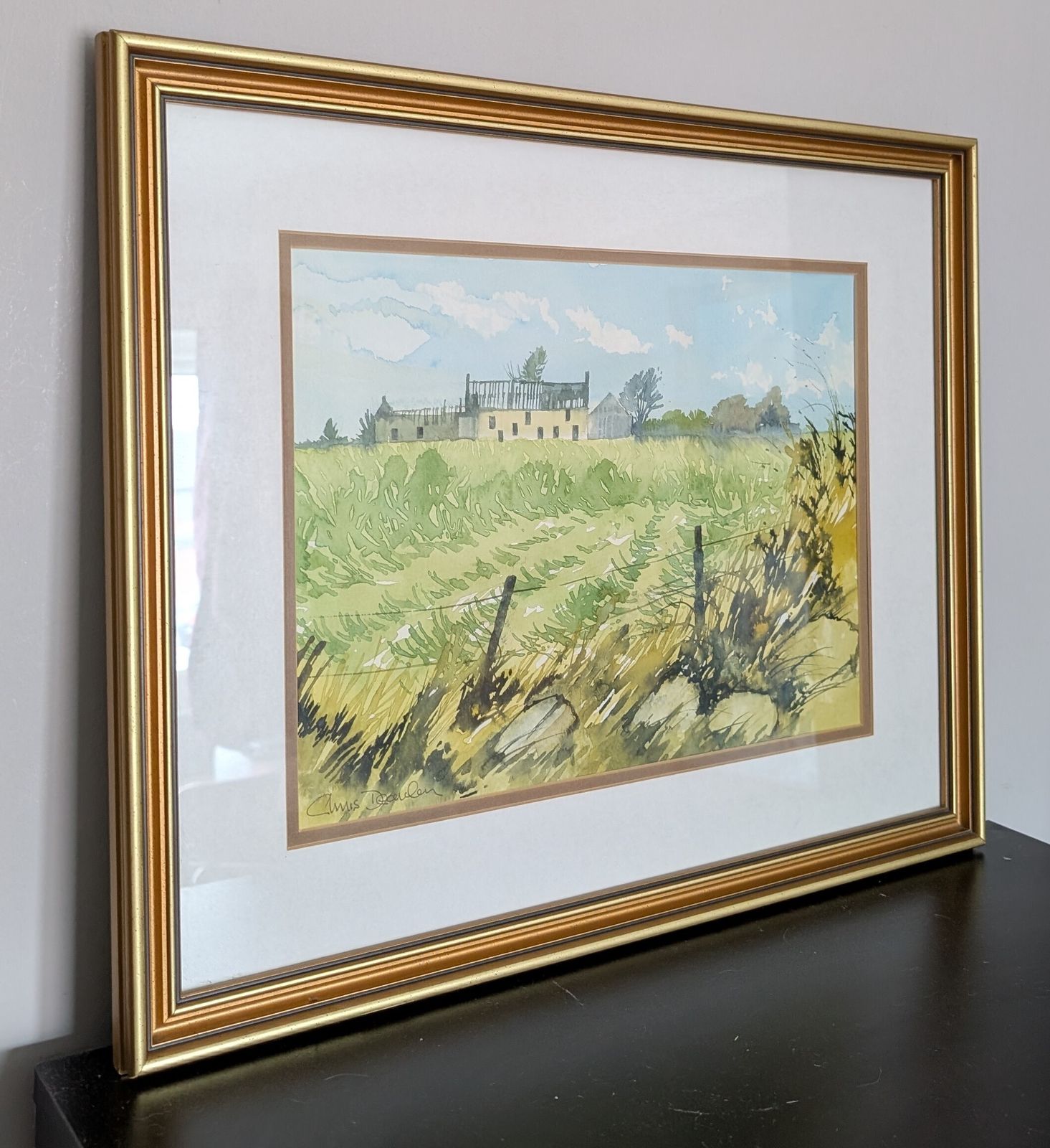 Chris Dearden Framed Watercolour Painting Countryside Scene photo furniture