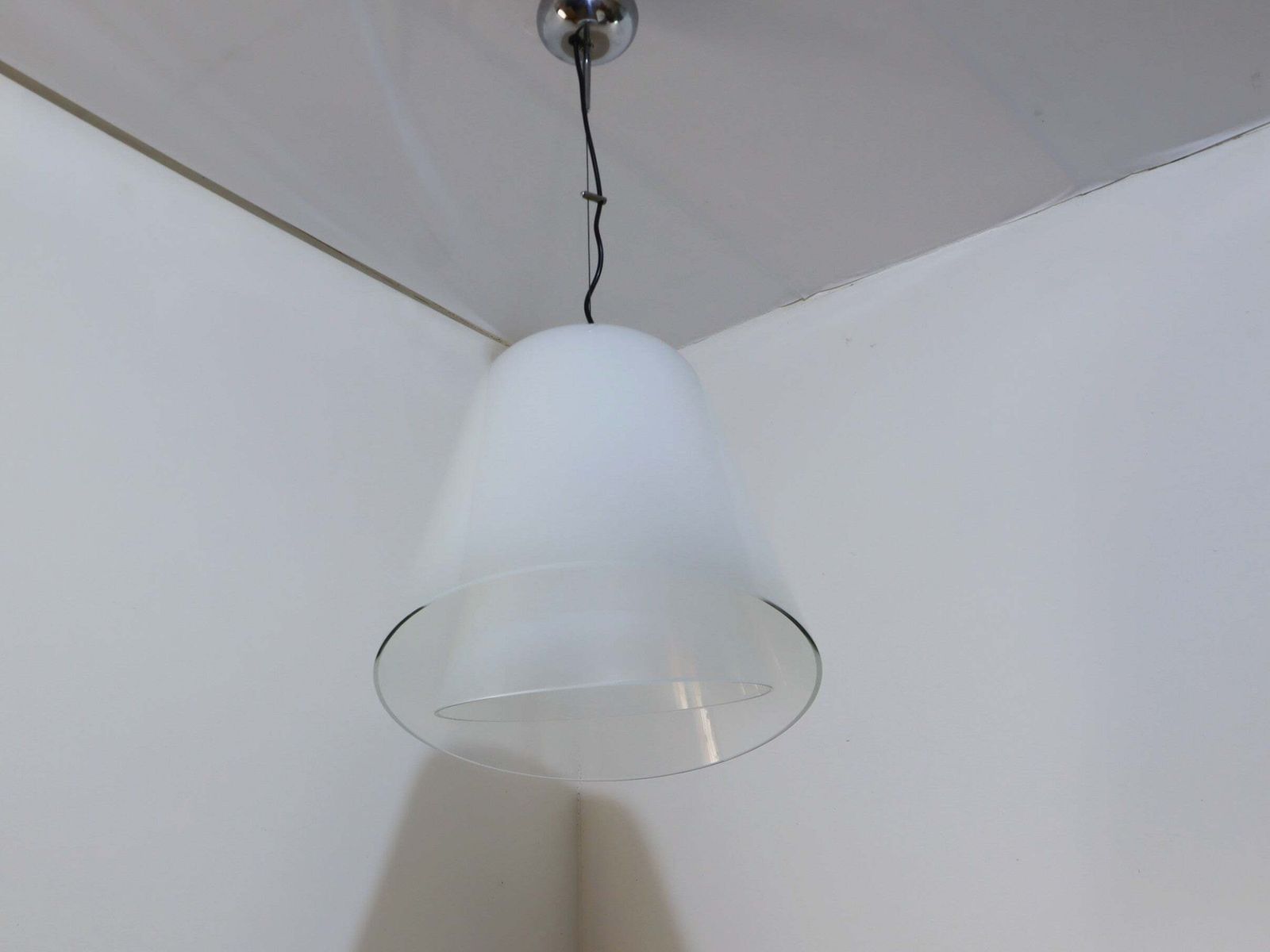 1970s Murano Glass "Giglio" Double Dome Pendant Lamp By Lamperti photo Lighting