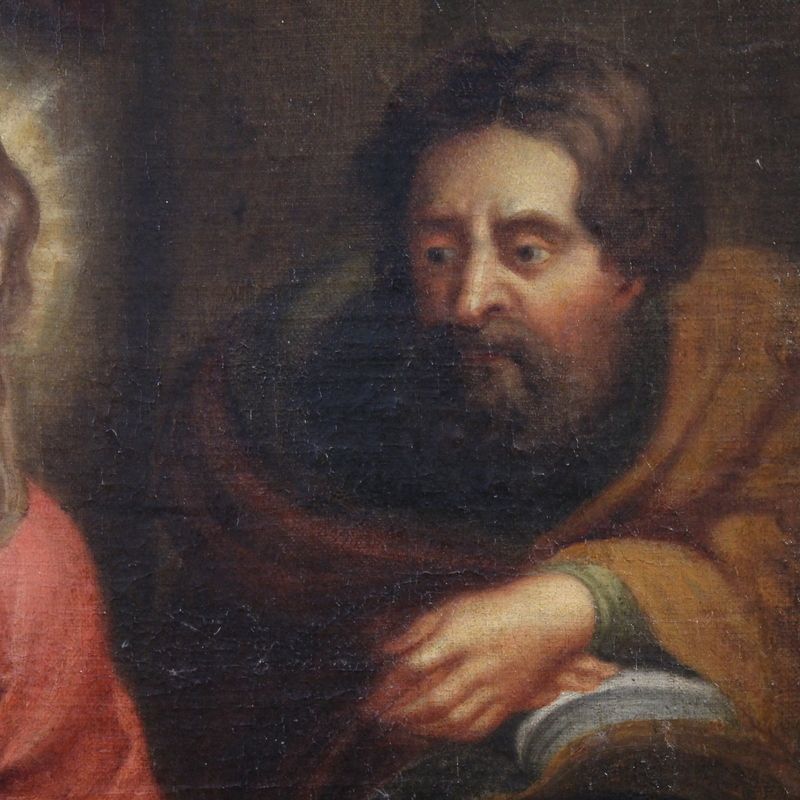 Antique Flemish Painting Holy Family From The 18th Century photo vintage
