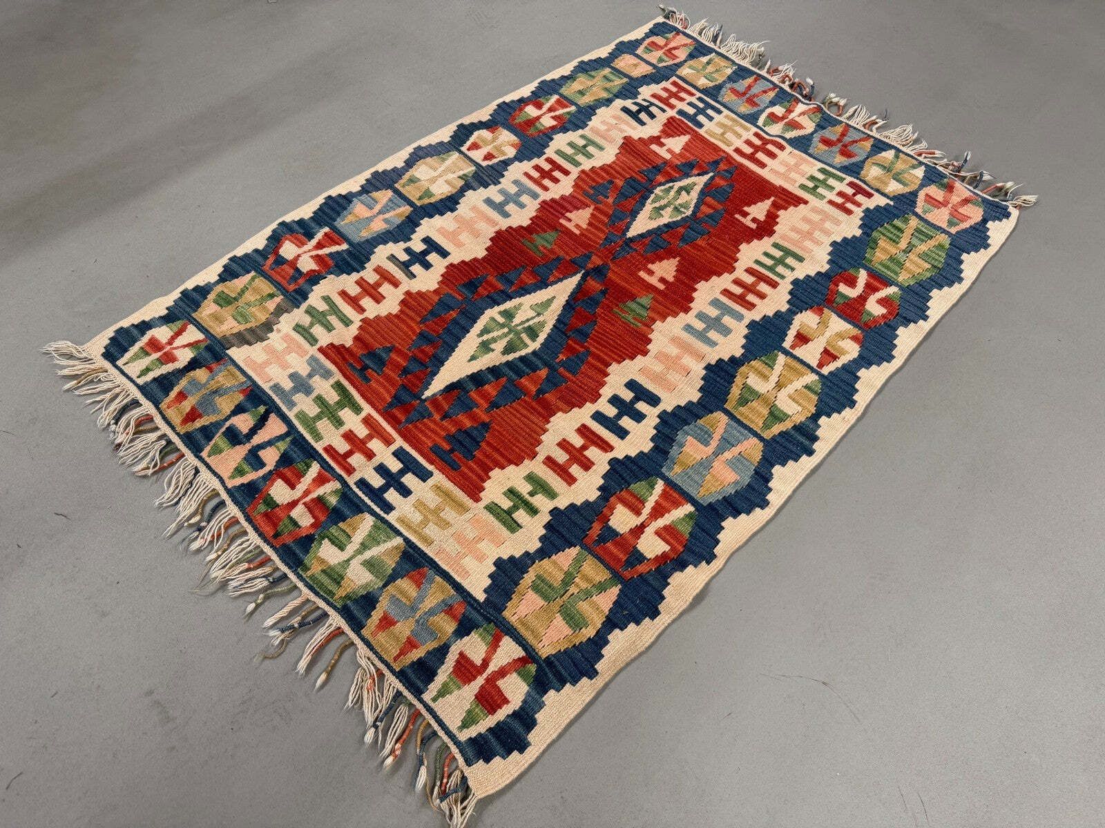 Large Vintage Turkish Kilim Rug 160x112 Cm Wool Kelim Medium 2519 photo for sale