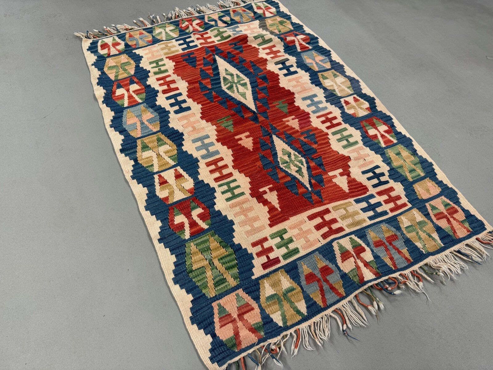 Large Vintage Turkish Kilim Rug 160x112 Cm Wool Kelim Medium 2519 photo 335.0