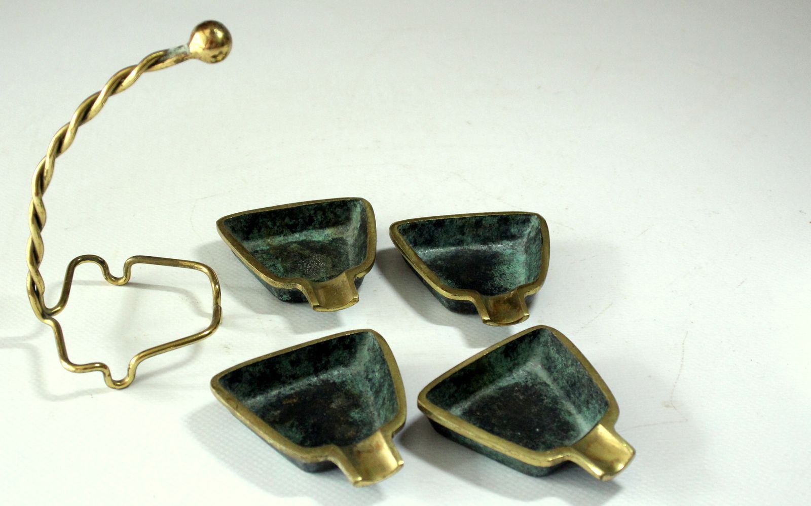 1950s   Stackable Bronze And Brass Ashtrays On A Stand   Design By Carl Auböck   Vintage photo Home Decor