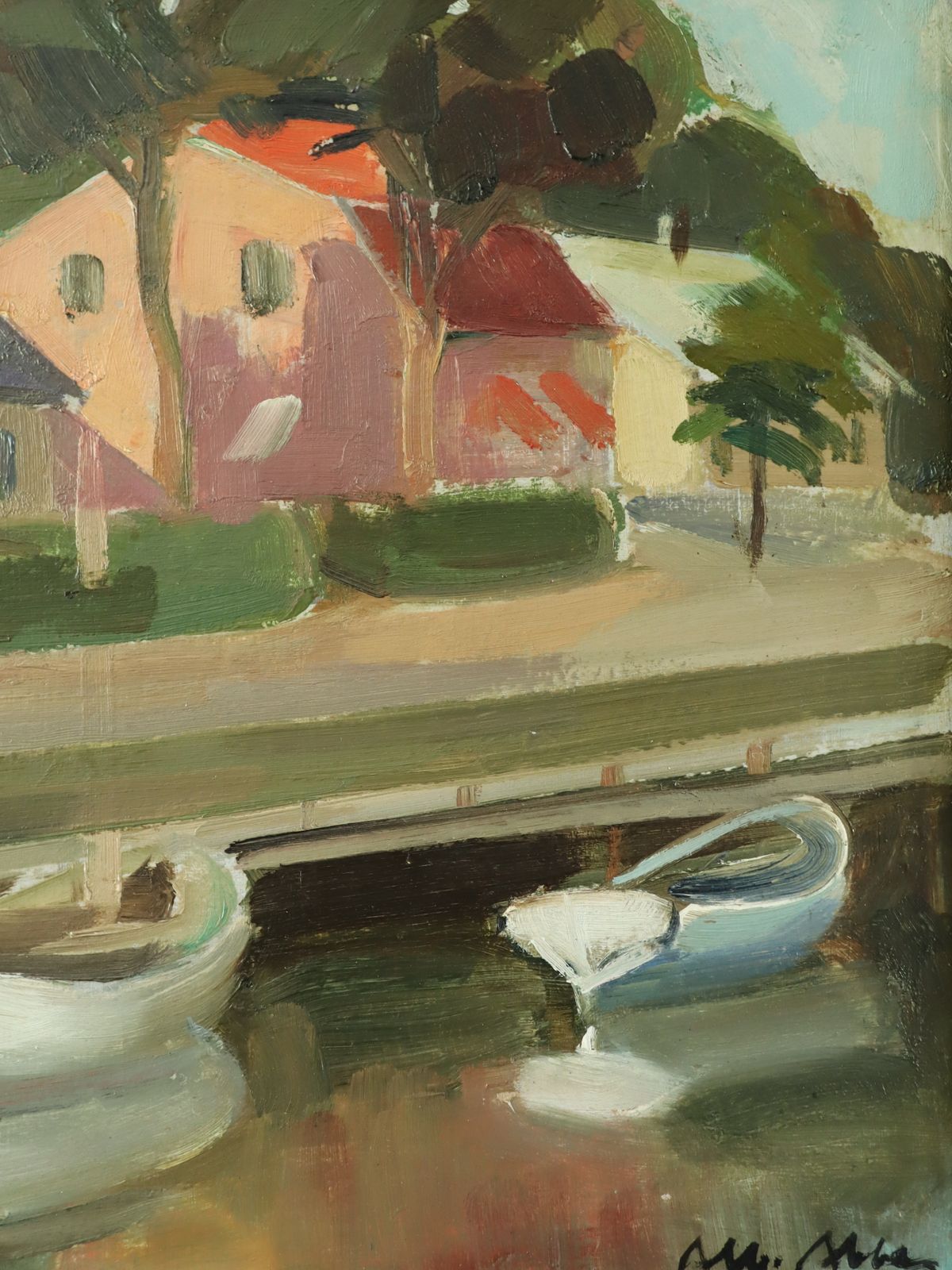 Art Houses By The Canal Oil Painting photo