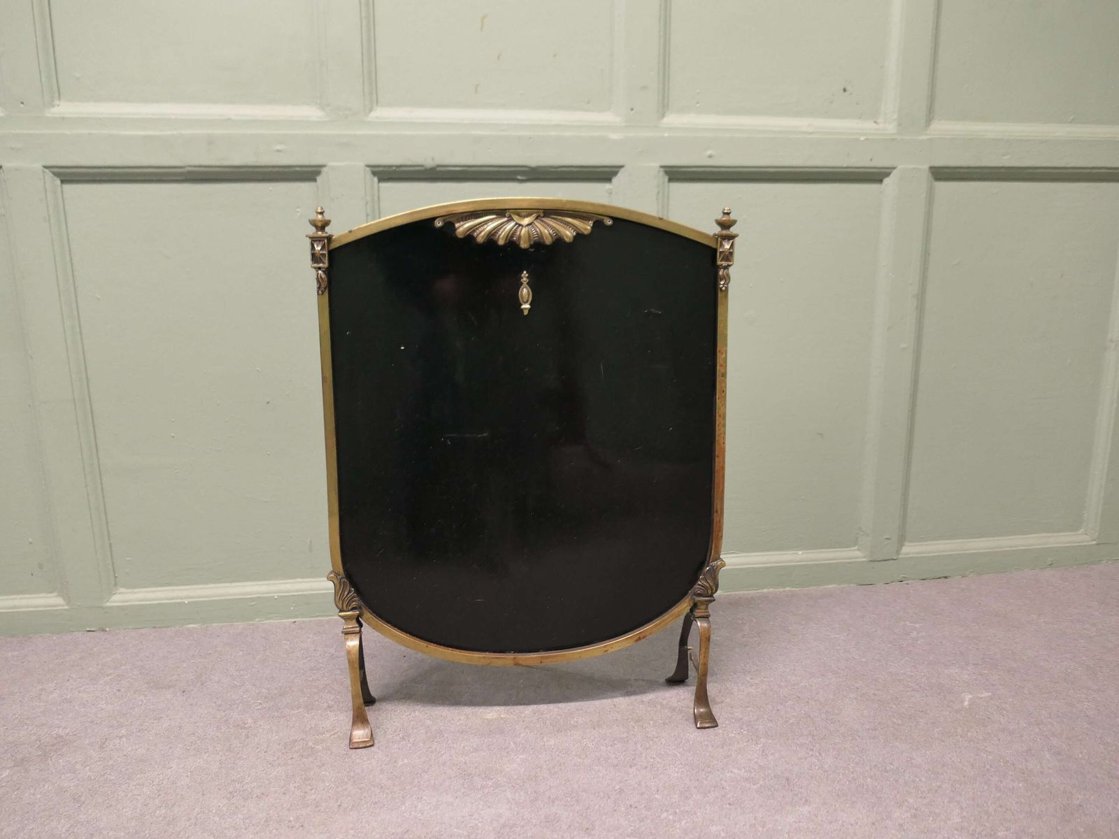 Art Deco Style Brass And Black Fire Screen This Is A Charming Screen photo for sale