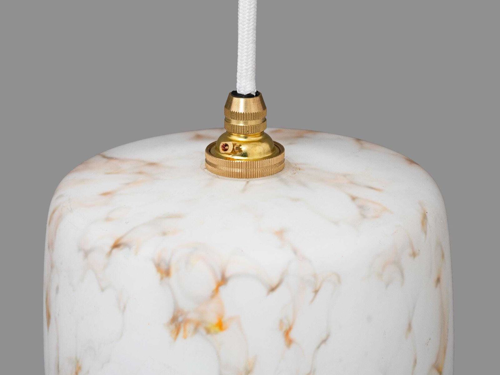 Vintage Opaline Glass Pendant Shade – Ochre Marbling, Art Deco Lighting photo vinterior