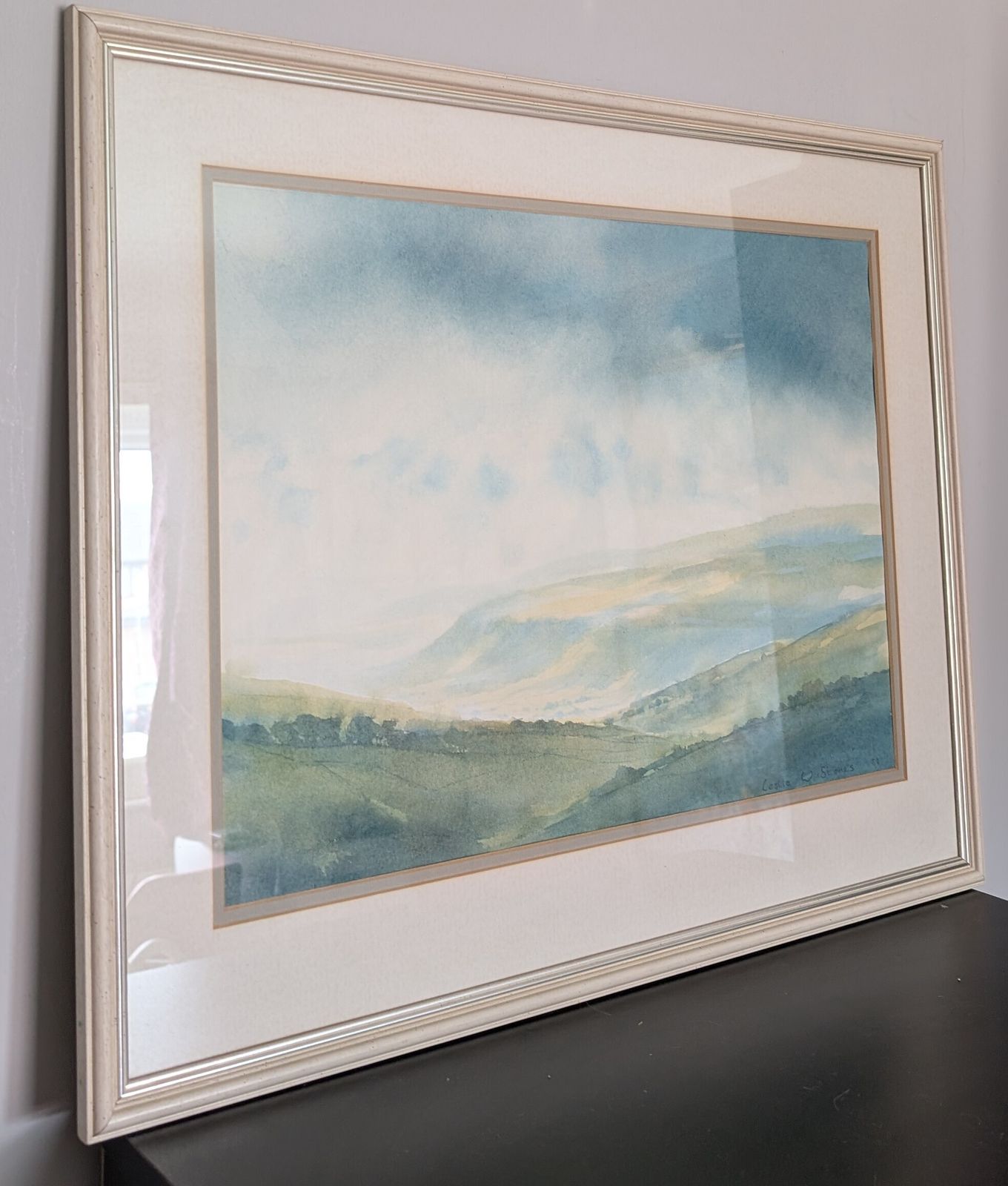 Leslie W Stones Framed Watercolour Painting Clouds Over Coverdale