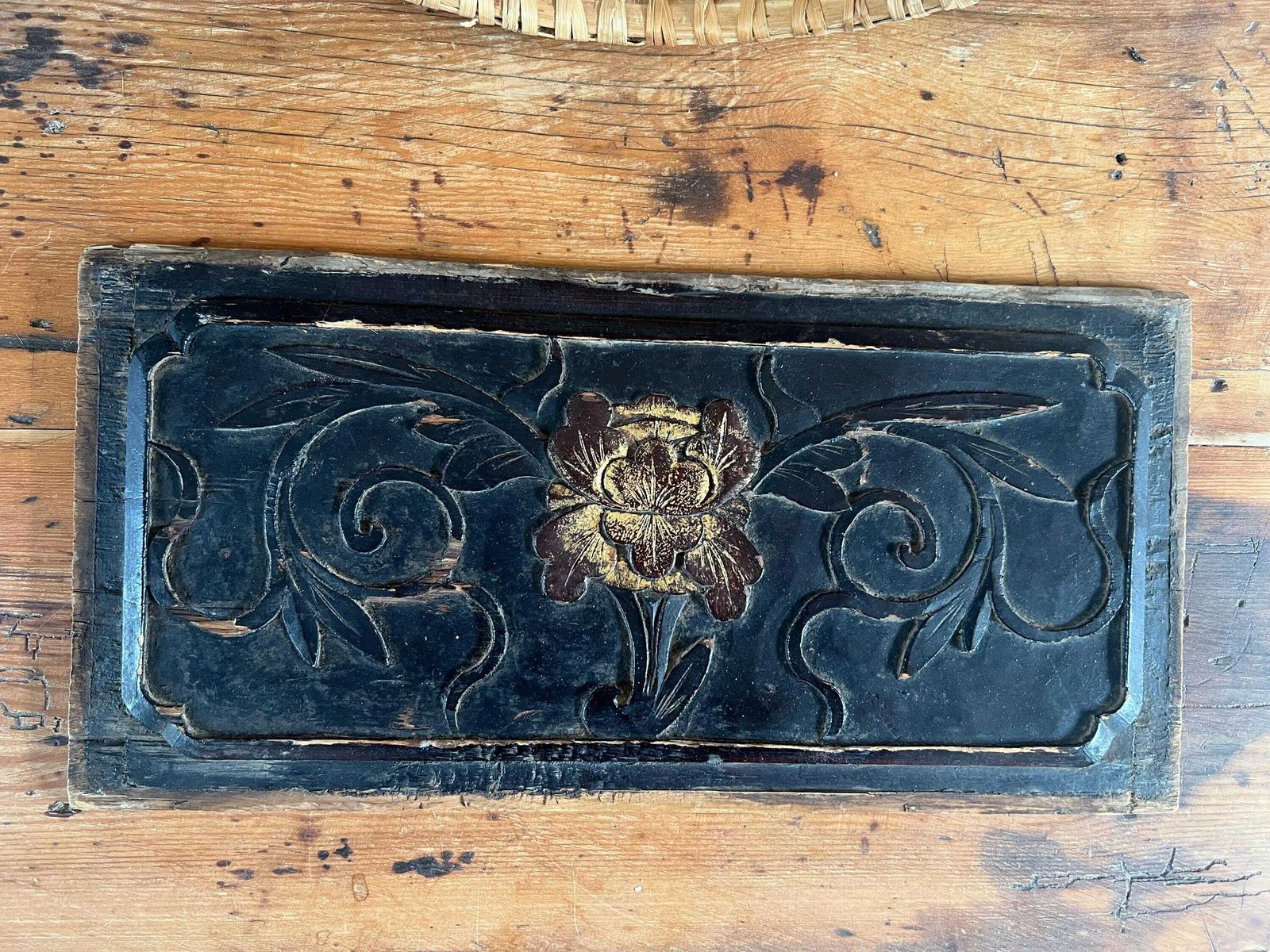 Antique Chinese Wood Carving   Xi’an Bird And Flower Market Fragment   Hand Carved Peony Panel   Architectural Salvage Rustic Decor photo vintage