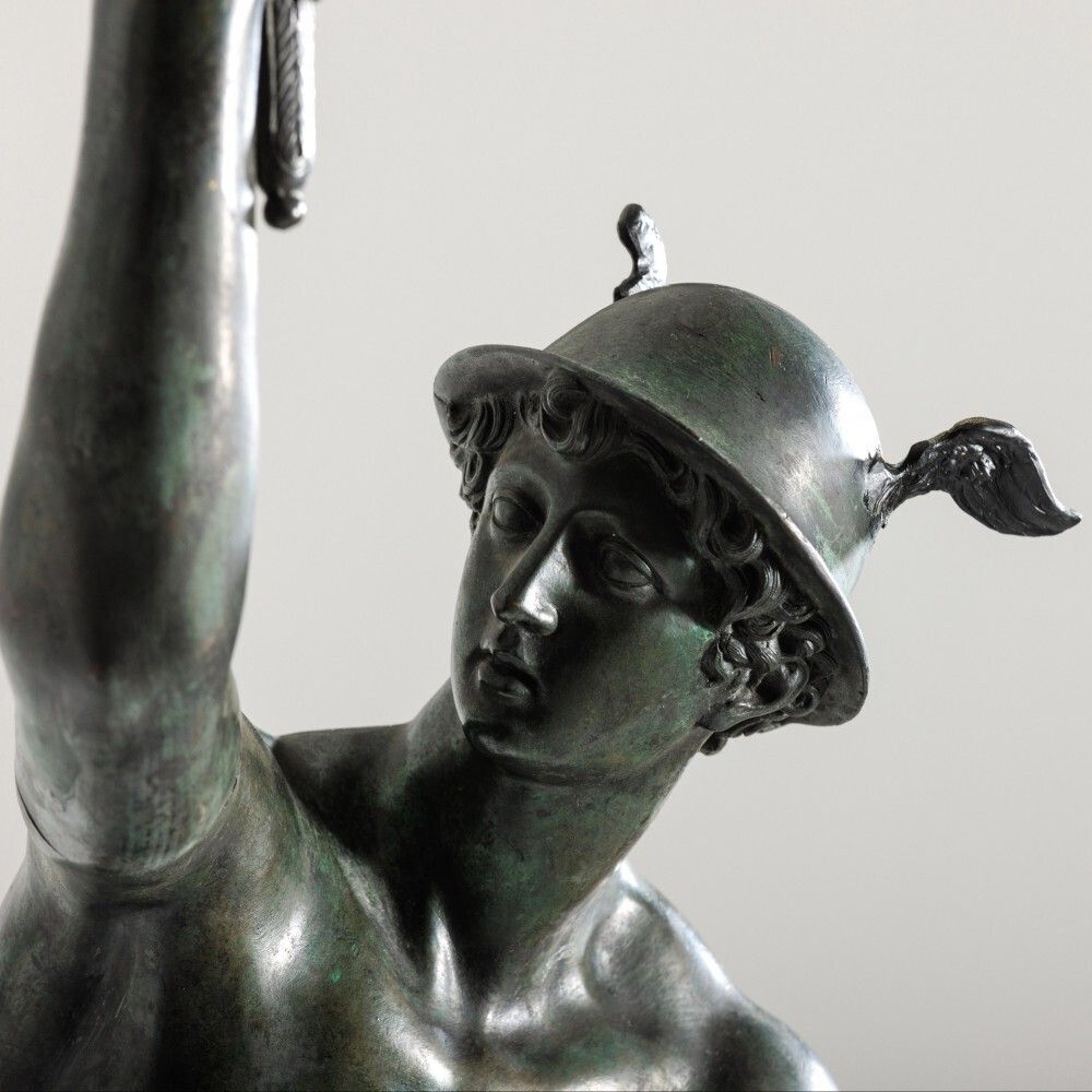 8900.0 After Giambologna   Large Grand Tour Bronze Of Mercury On Carved Stone Column photo