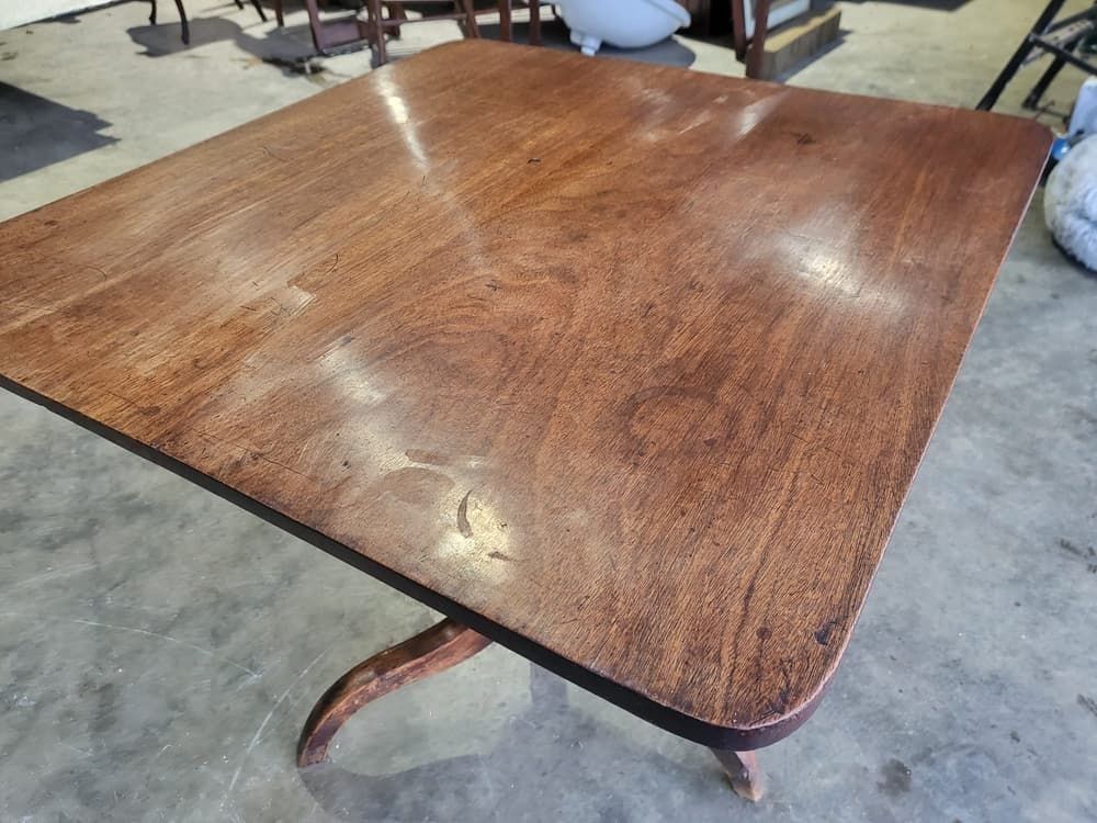Antique Victorian Square Pedestal Tilt Top Occasional Dining Table photo for sale