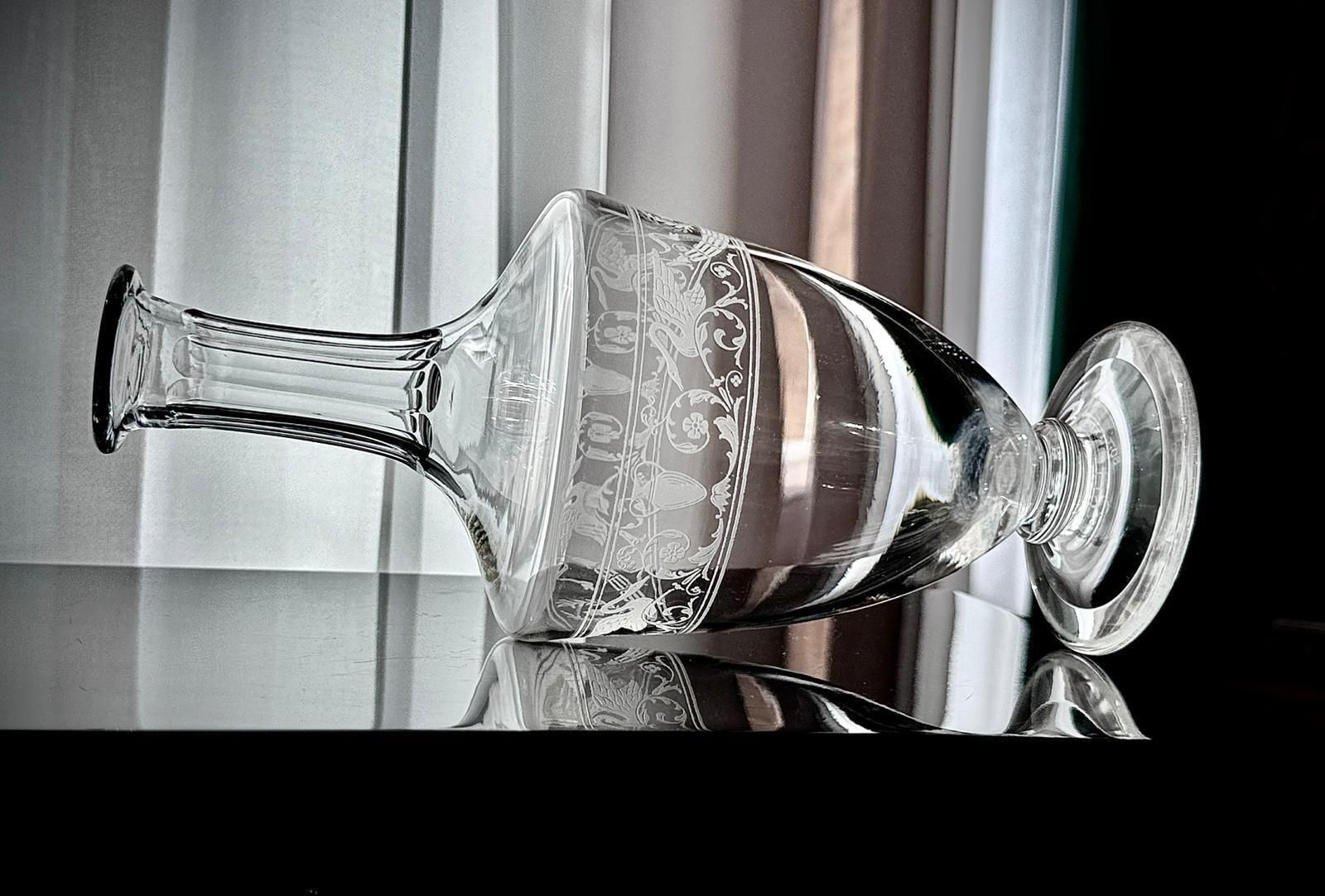photo furniture French Baccarat Cognac Decanter With Swan Engraving, 1920s