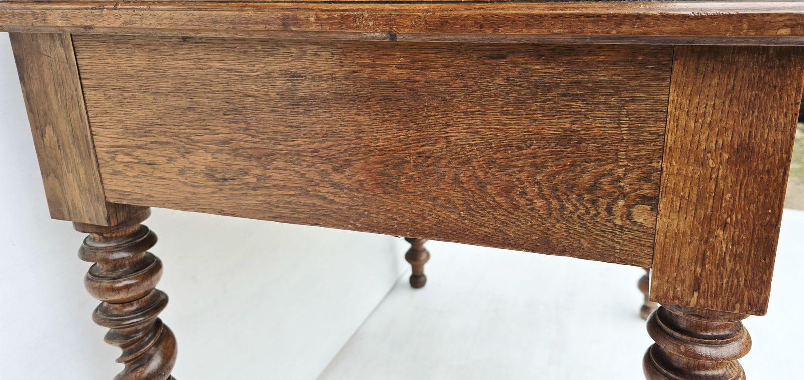 Antique French Oak Notaire's Desk With Bank Of Lockable Drawers & Carved Fretwork. photo buy