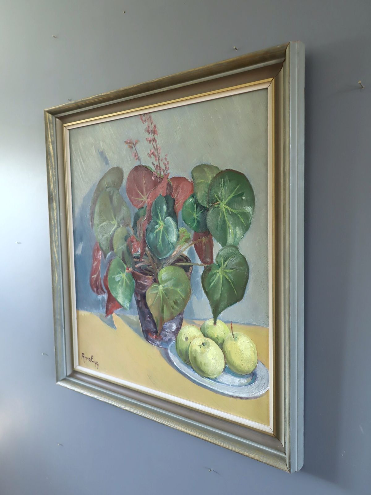 Painting Begonia And Apples, 1940s photo for sale