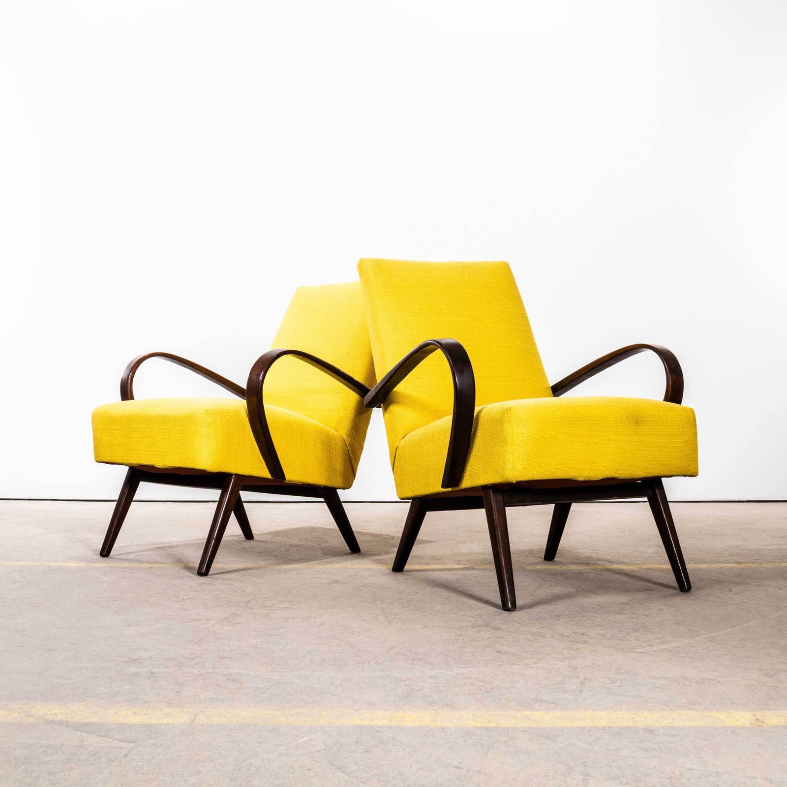 1950’s Jaroslav Smidek Original Re Upholstered Armchairs In Mustard