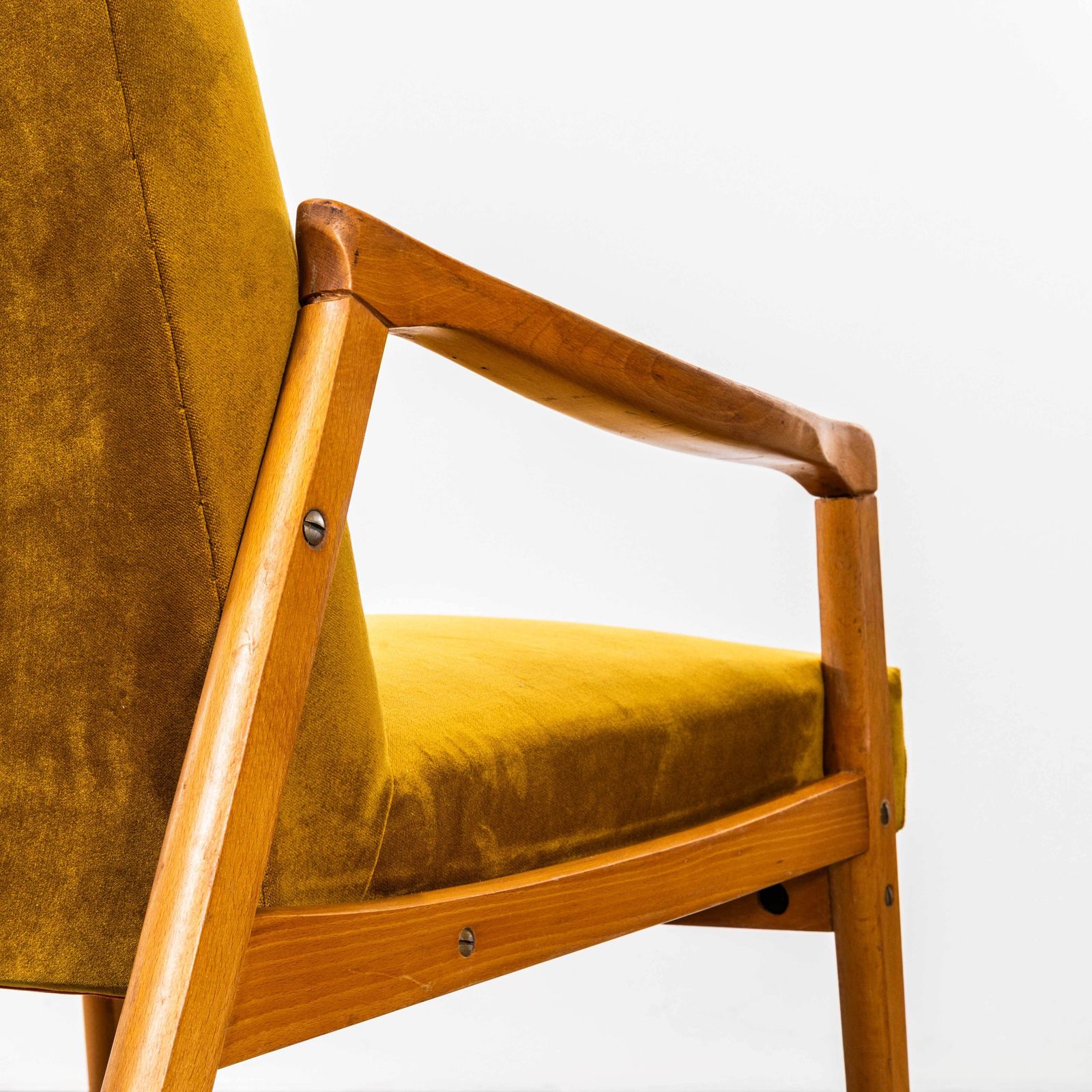 1950’s Jaroslav Smidek Original Re Upholstered Armchairs In Mustard photo buy