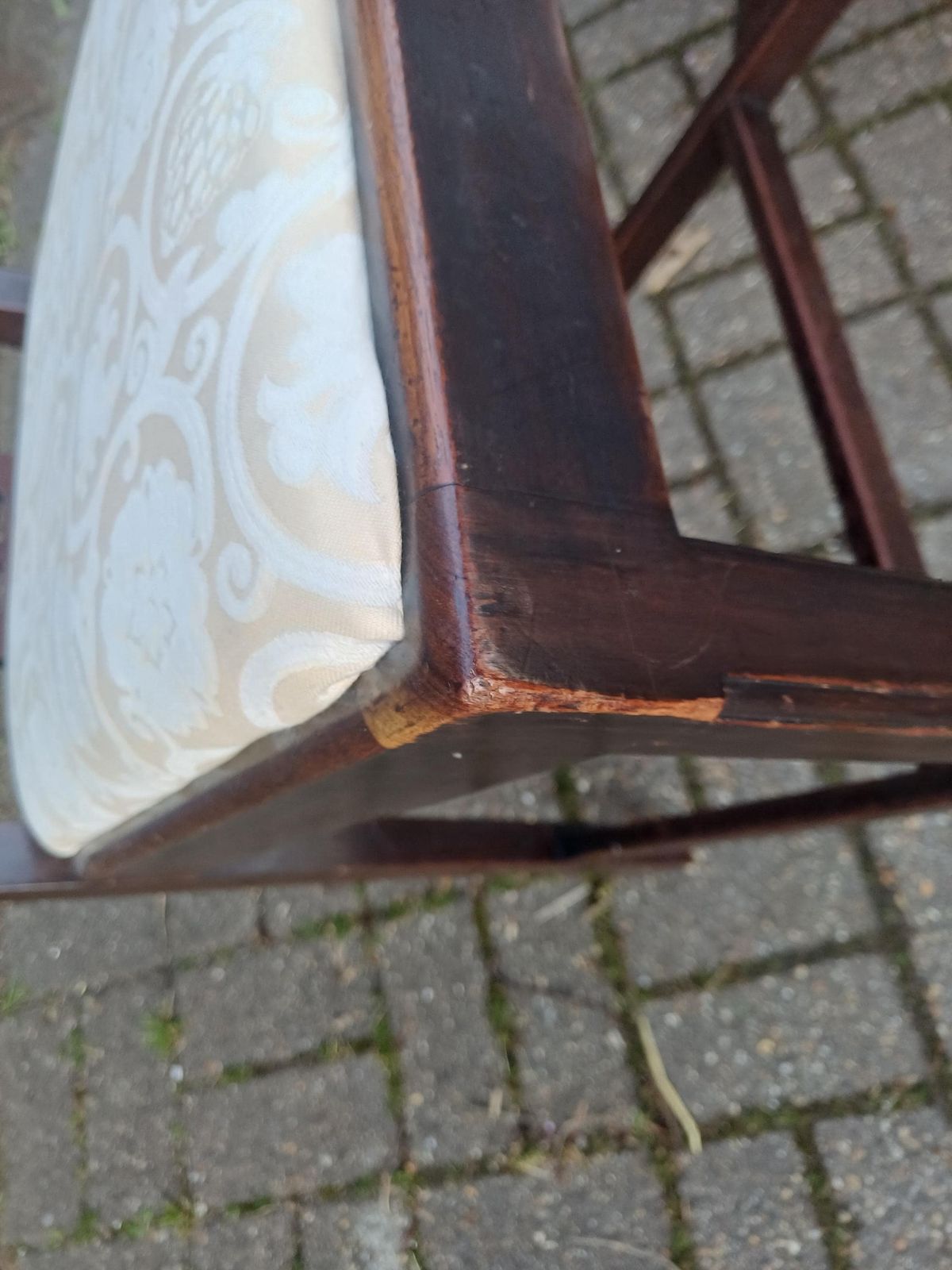 Set Of Six Antique Mahogany Vintage High End Dining Chairs With Carved Fretwork Backs, Upholstered Seats Two Carvers photo vinterior