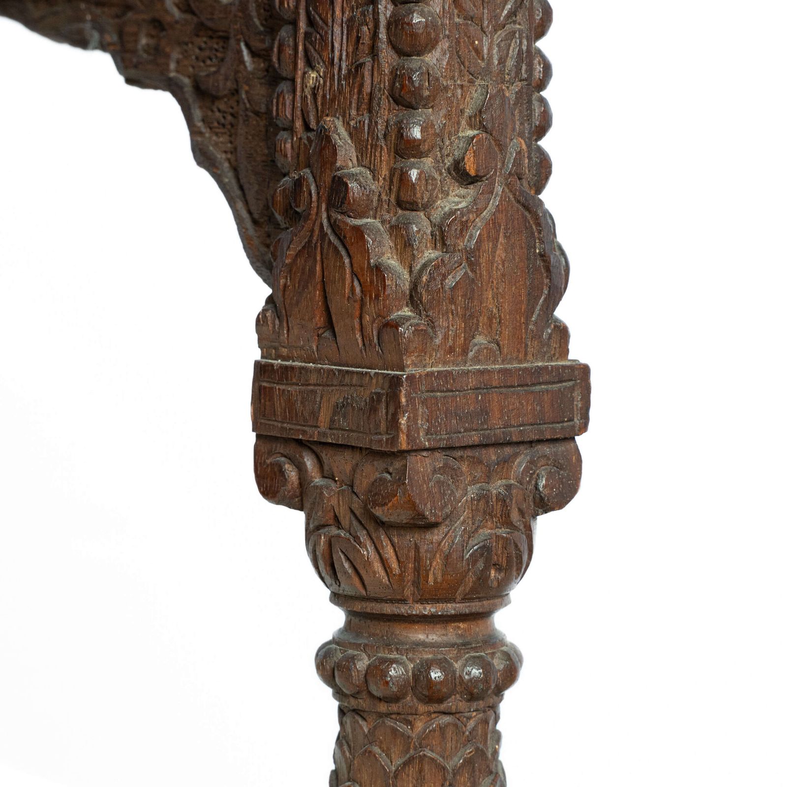 Carved Hardwood Upholstered Window Seat photo for sale