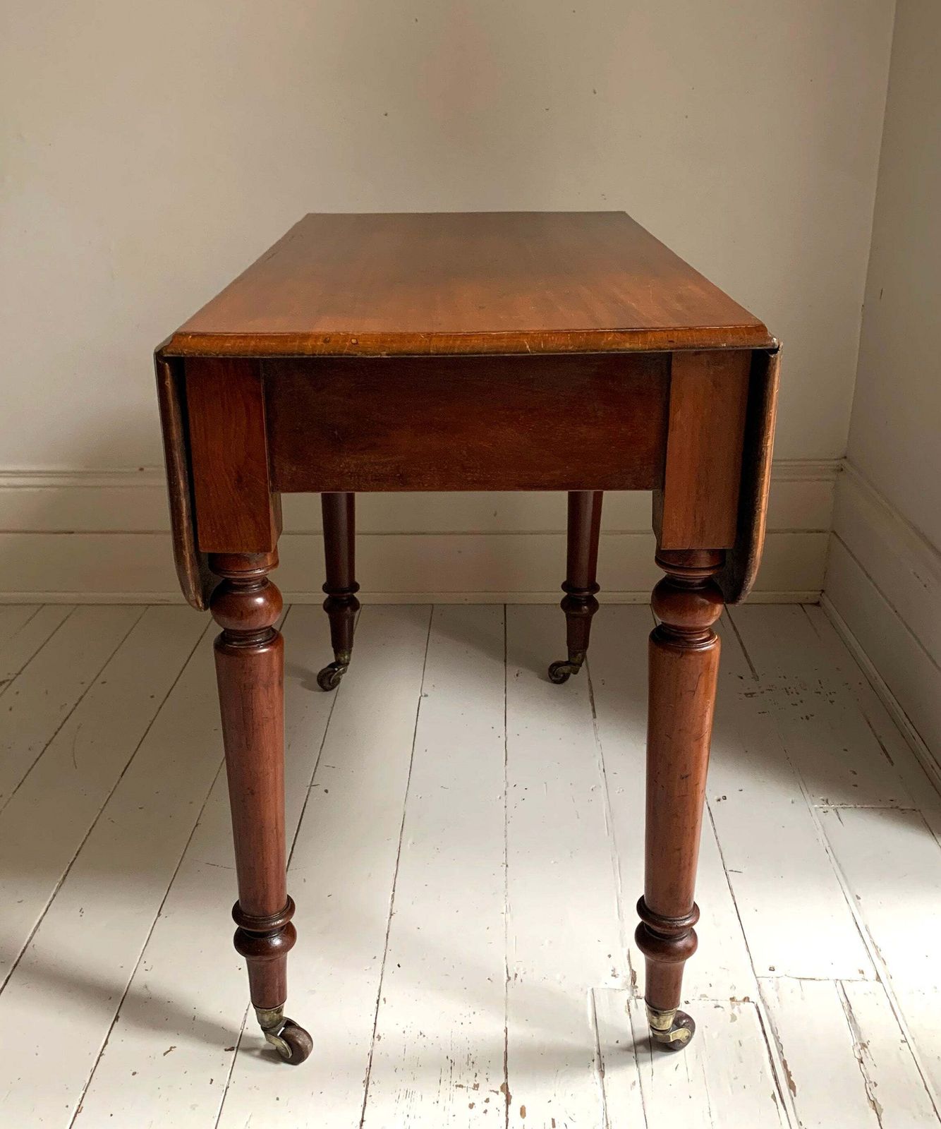 Antique Victorian Mahogany Pembroke Drop Leaf Table On Castors W/ Cutlery Drawer photo vinterior