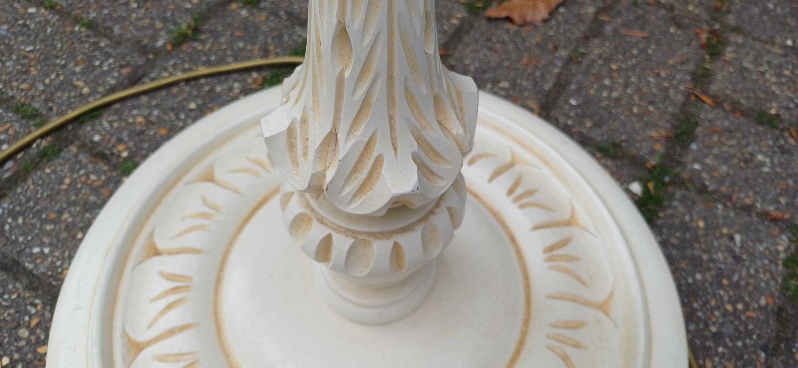 Vintage Style Wooden Cream Floor Lamp Ornate Carved Base Fluted Column Shabby Chic Painted Finish Working Pat Tested photo vinterior
