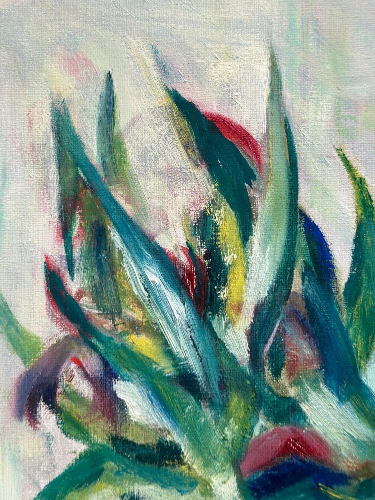 Art Original Swedish Oil On Canvas – “Vase With Plant” – Vintage & Framed – 34 × 45 Cm (13.4" × 17.7") photo