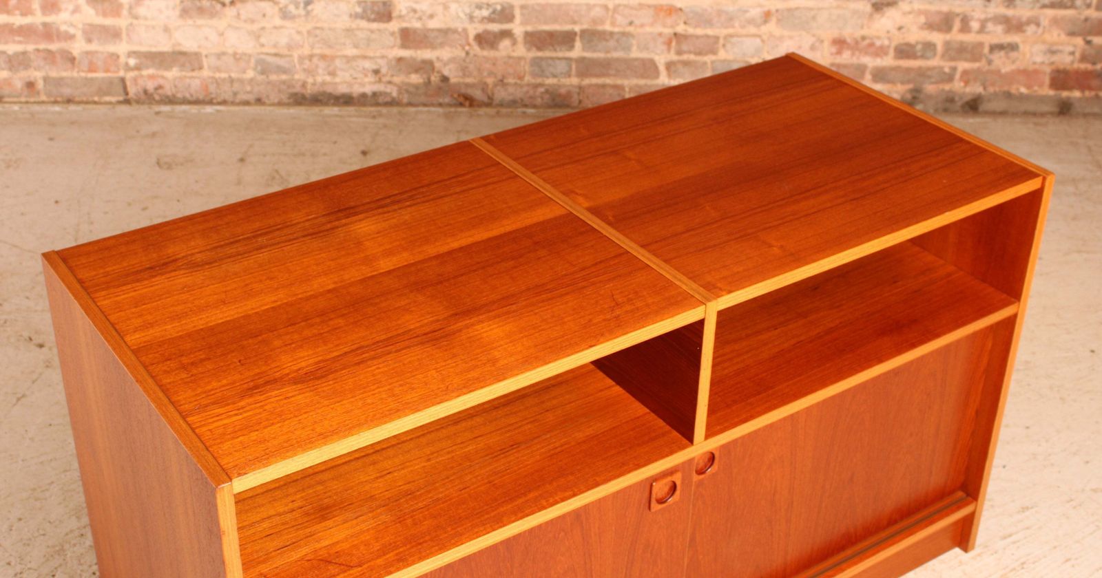 photo furniture Mid Century Danish Media Stand / Vinyl Record Player Cabinet, Circa 1970s