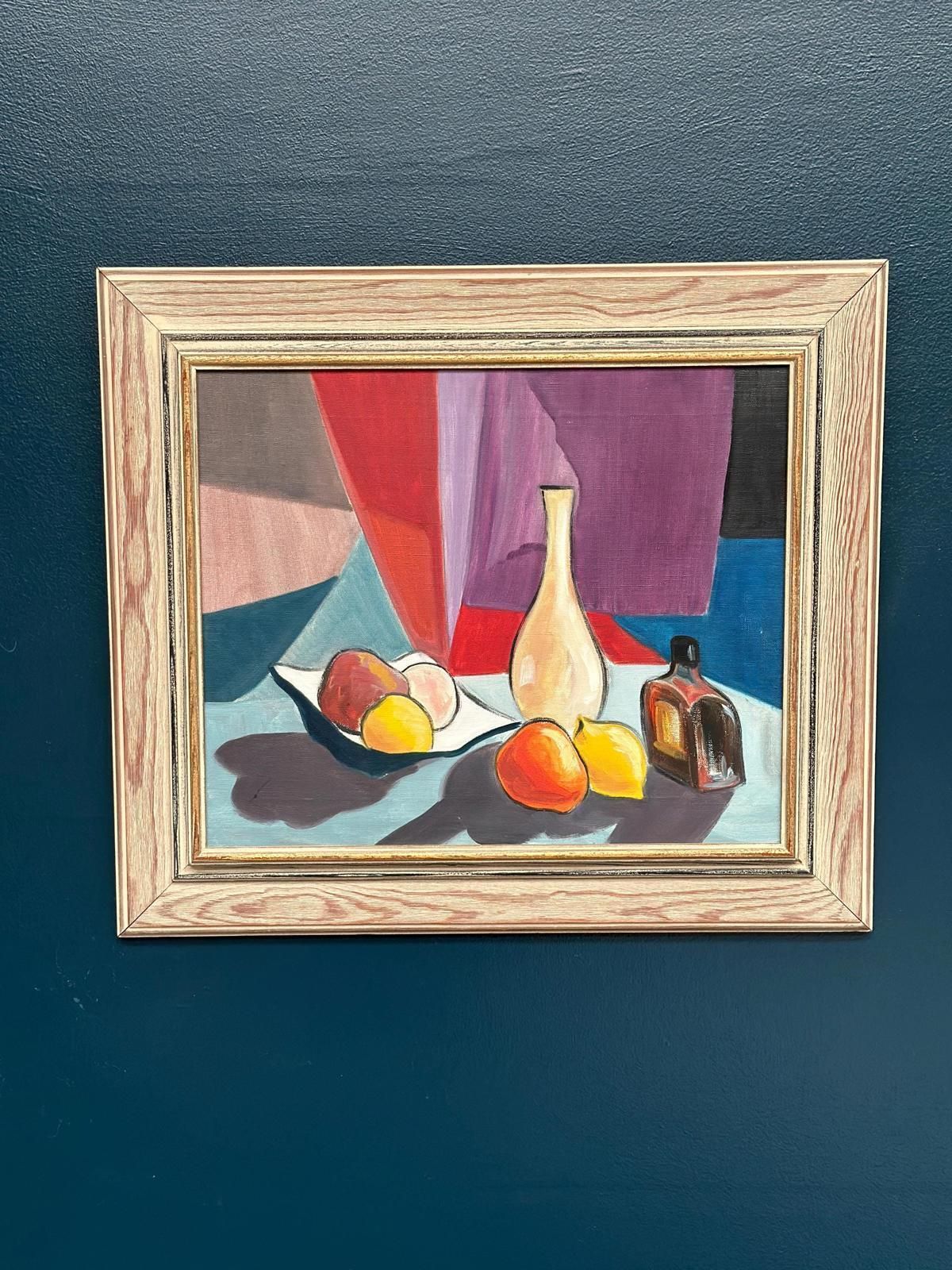 415.0 Original Swedish Oil On Canvas – “Stilleben” By L. Norberg – Vintage & Framed – 61 × 53 Cm (24" × 20.9") photo