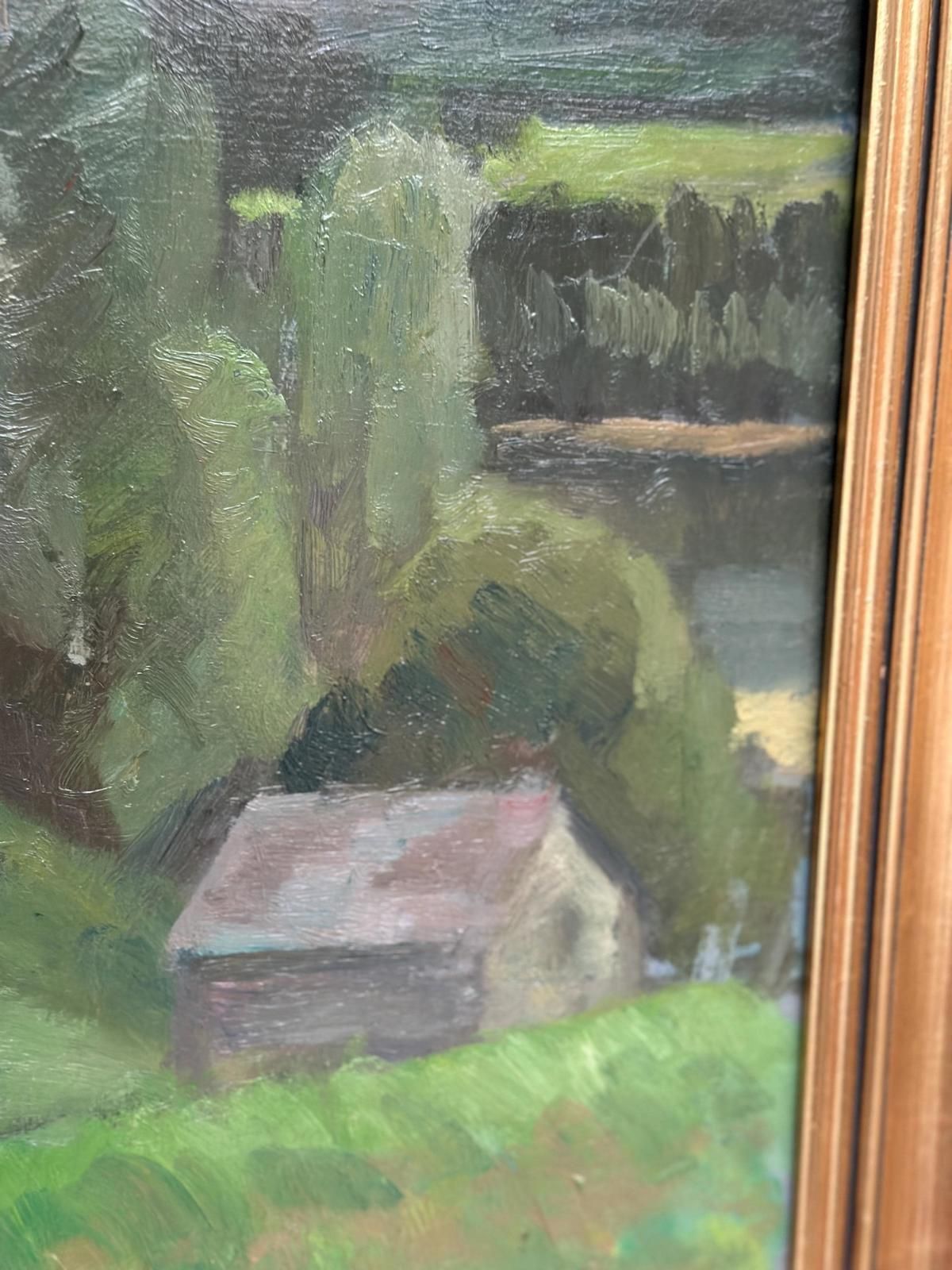 Original Swedish Oil On Panel – “Lush Landscape” By Olof Larsson – Vintage & Framed – 78 × 61 Cm (30.7" × 24") photo 395.0
