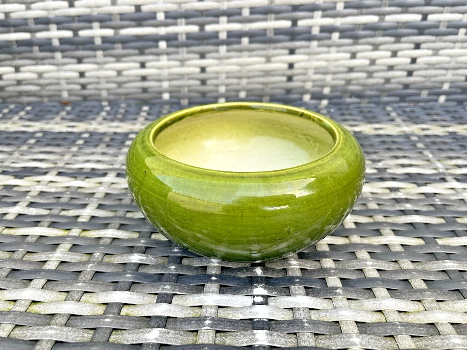 Small Antique Art Nouveau Green Bretby Pottery Squat Vase Planter Plant Pot 1644 photo for sale