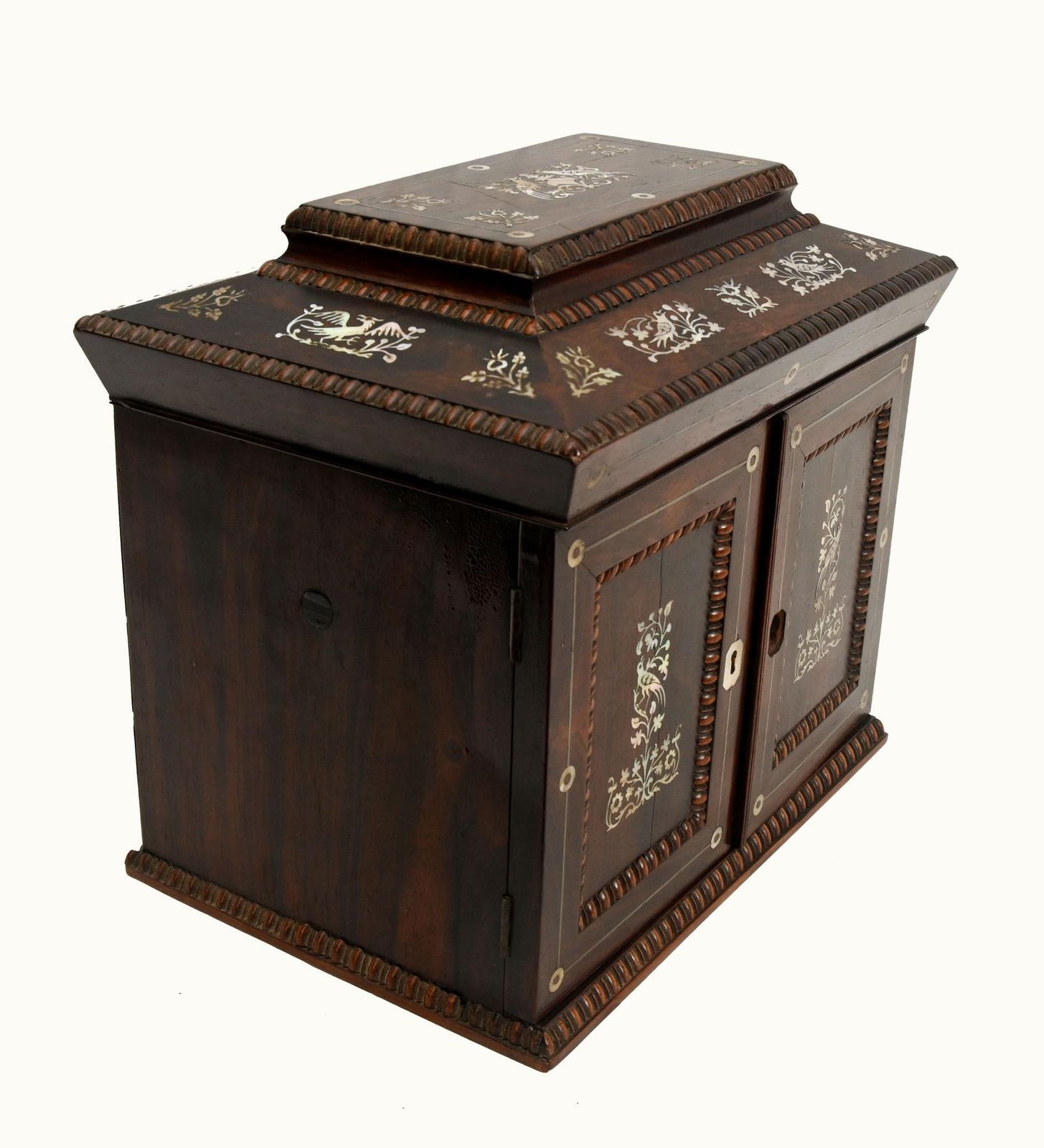 Furniture Victorian Collectors Cabinet Mother Of Pearl Jewellery Chest 1880 photo