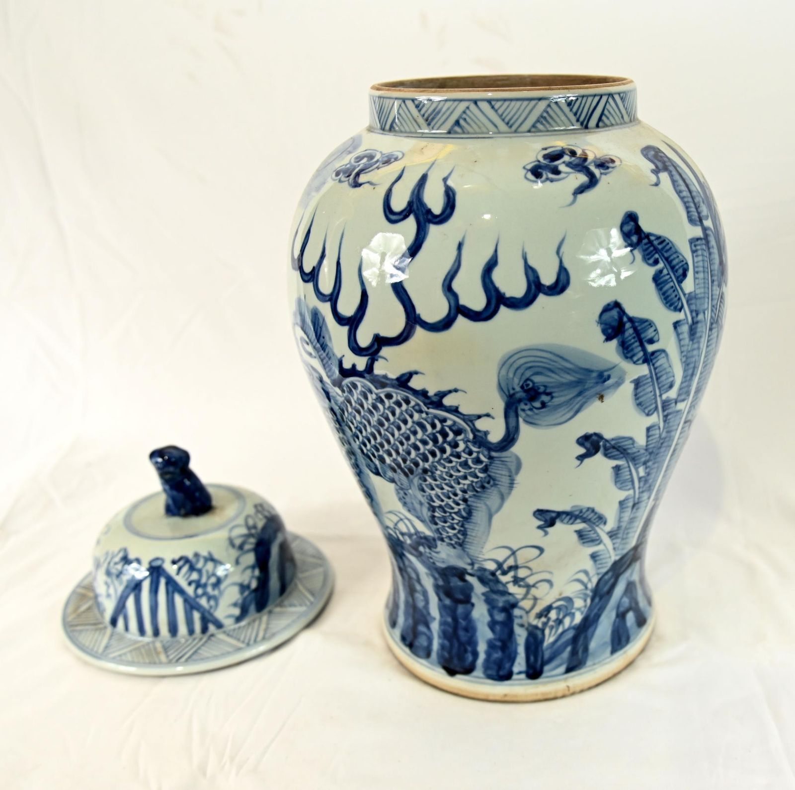 Chinese Ginger Jars Blue And White Porcelain Urns Nanking Vases photo vintage