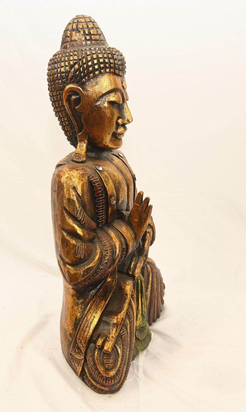 Seated Tibetan Buddha Statue   Carved Buddhist Art photo buy