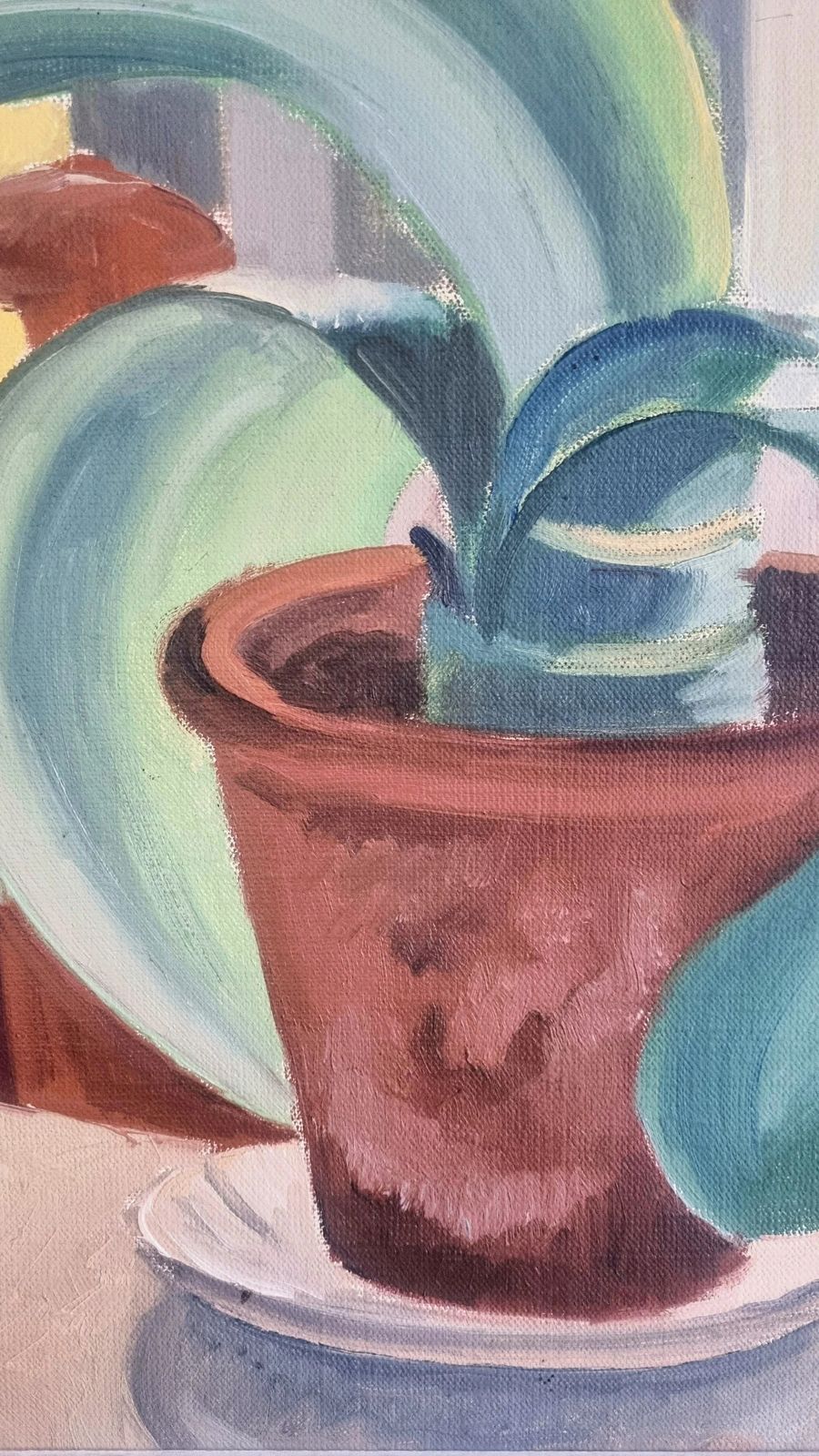 Original Framed Vintage Mid Century Swedish Still Life Plant Pot By The Window By Gunnar Zilo photo for sale