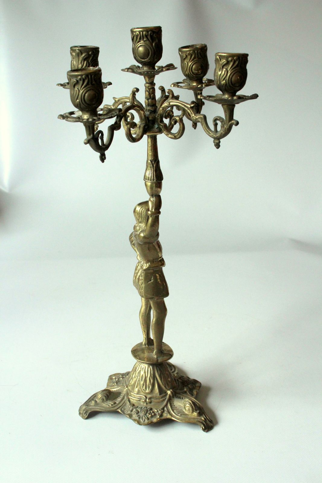 1930s Art Deco Heavy Brass Candelabra   Brass Candle Holder With 5 Arms photo Home Decor