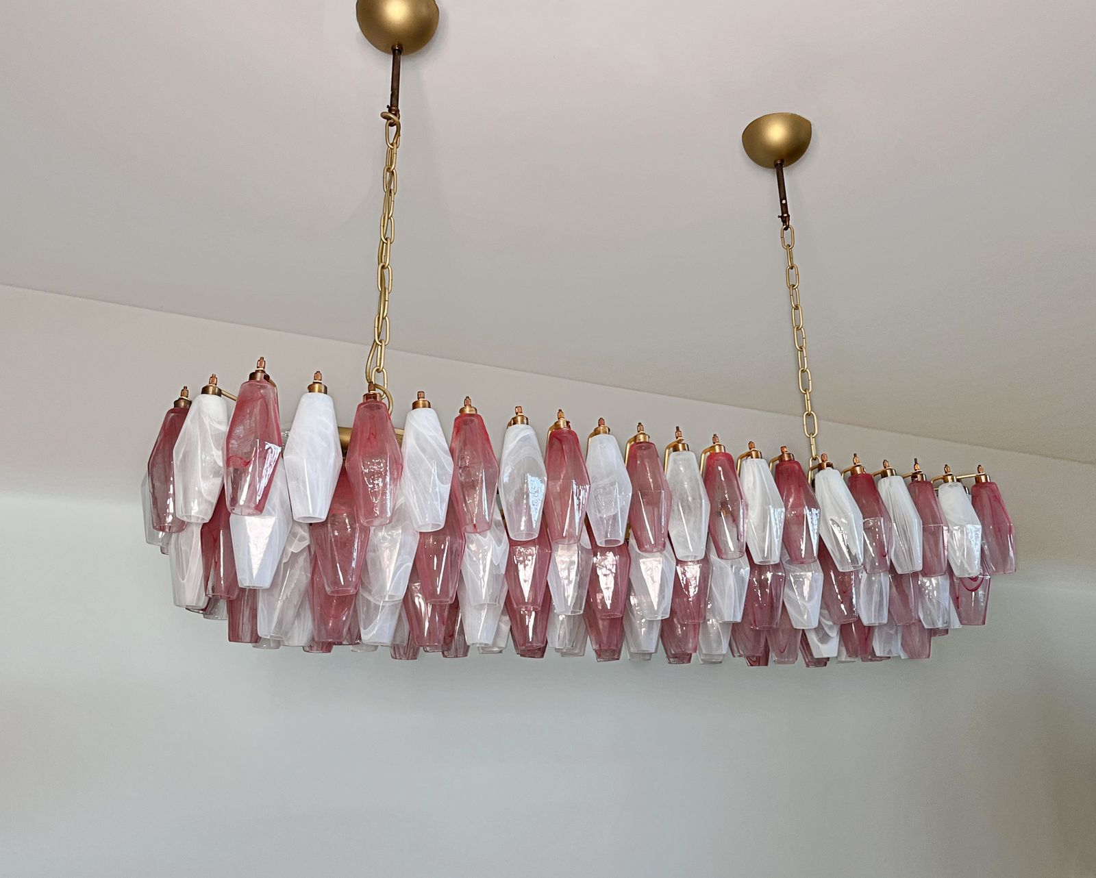 Elegant Murano Poliedri Chandelier   Carlo Scarpa   138 Pink And White Alabaster Glasses photo buy