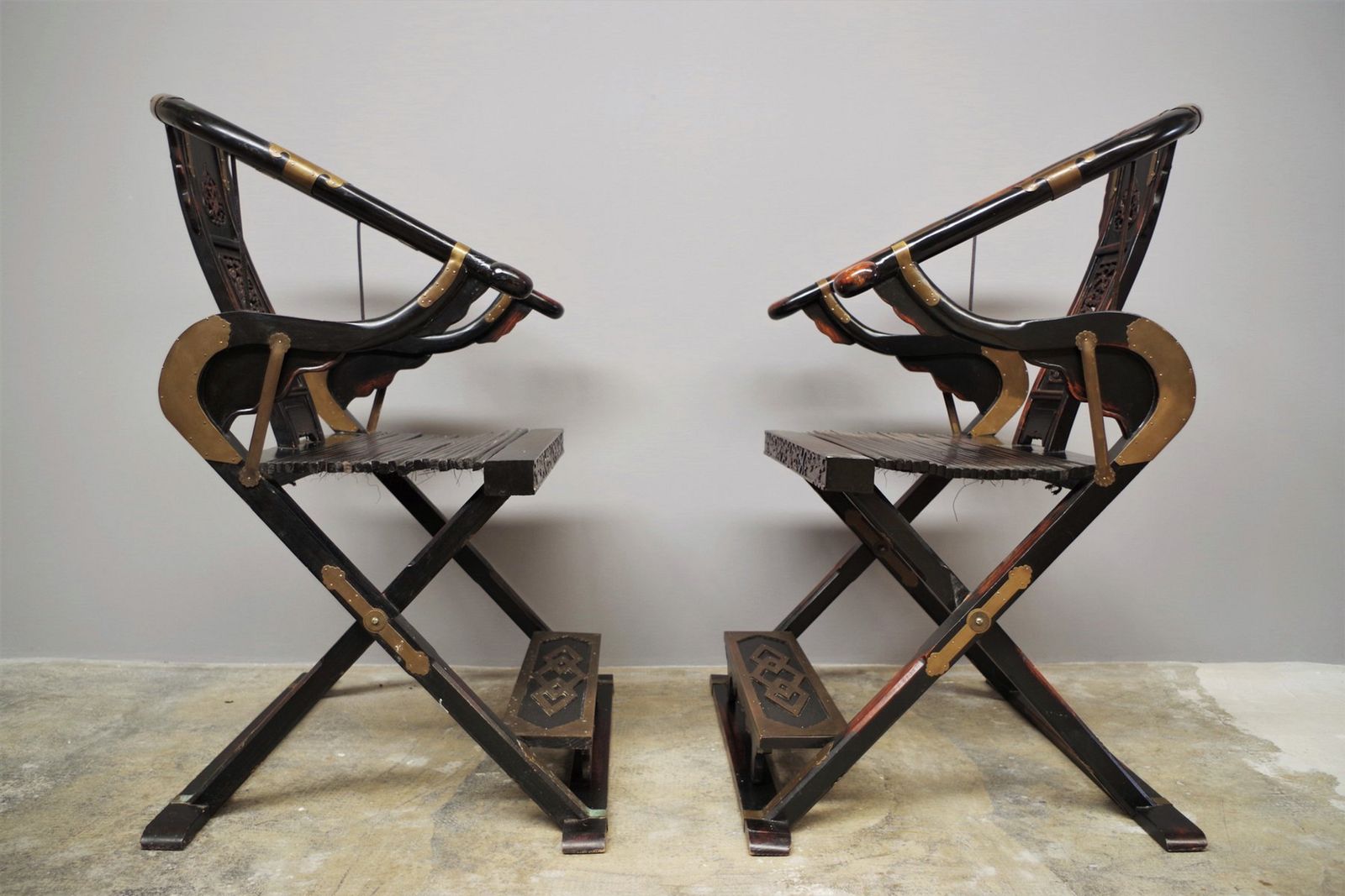 Furniture Coppia Di Troni Pieghevoli In Stile Dinastia Ming – Manifattura Anni '40 photo