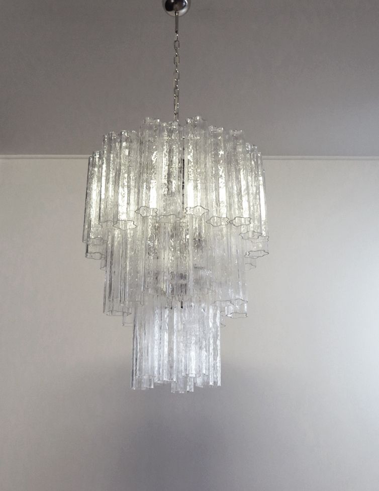 960.0 Large Three Tier Venini Murano Glass Tube Chandelier – 48 Glasses photo