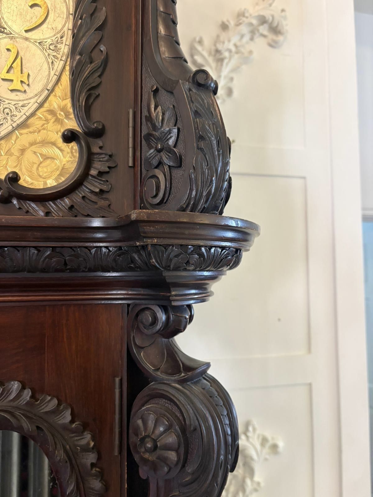 27500.0 Antique Exhibition Quality Carved Mahogany Nine Tube Chiming Longcase Clock photo
