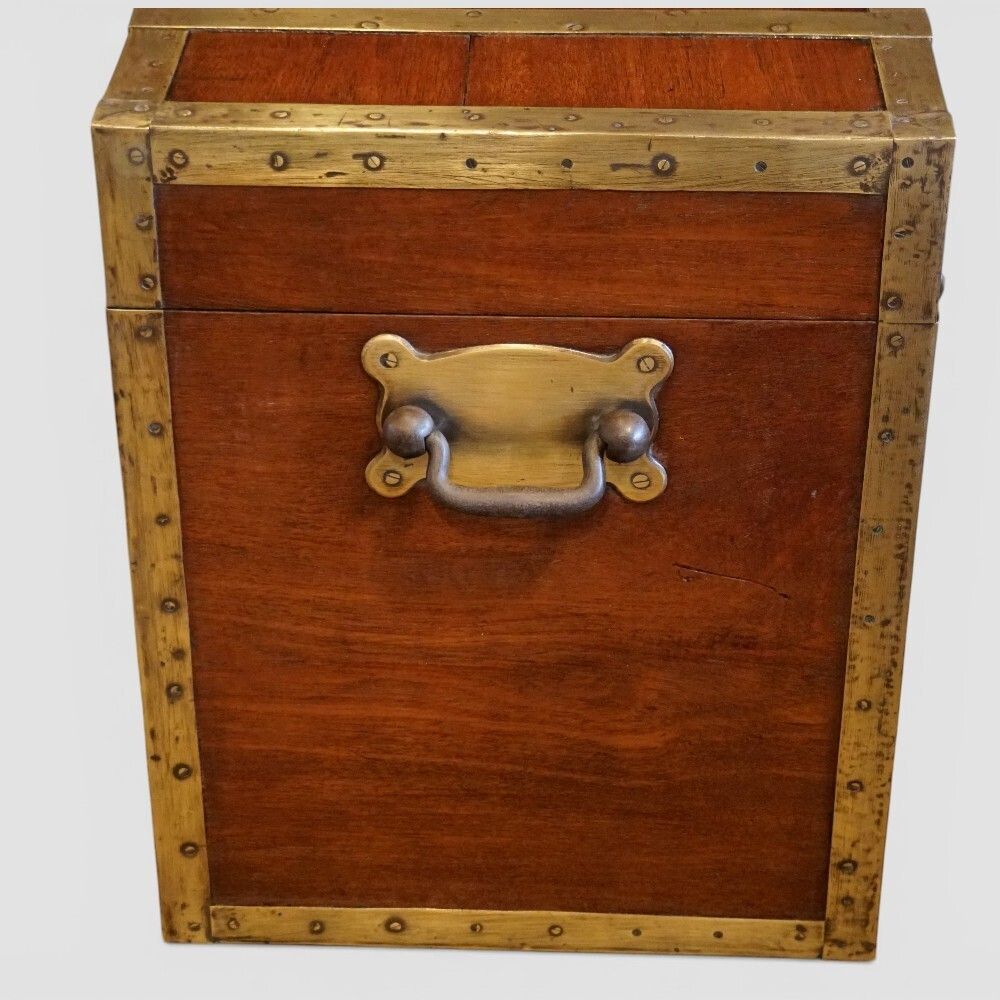 Antique Brass Bound Teak Trunk photo Furniture