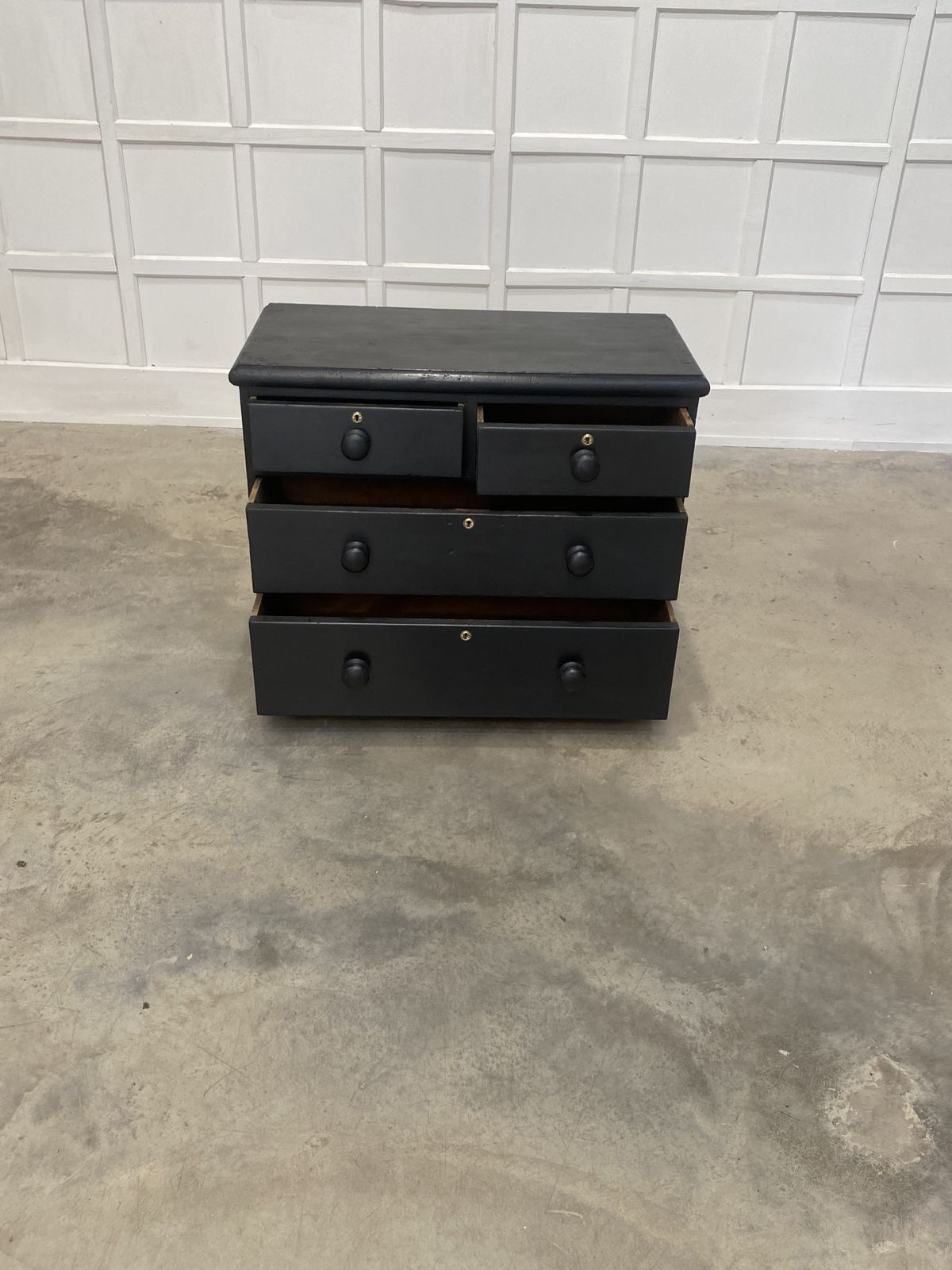 Small Pine Ebonised Chest Of Drawers photo furniture