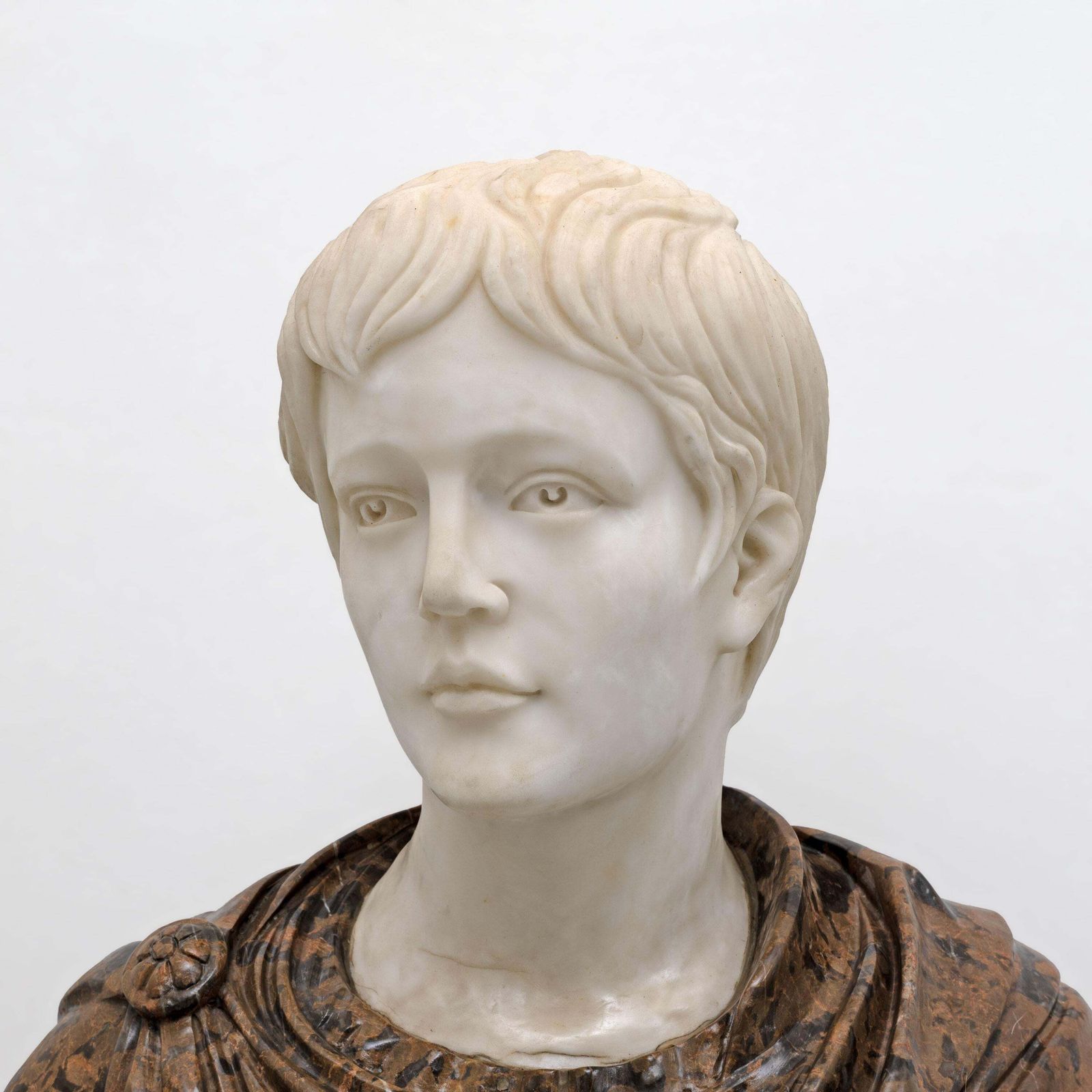 Polychrome Marble Bust Of A Roman Emperor, 20th Century photo furniture