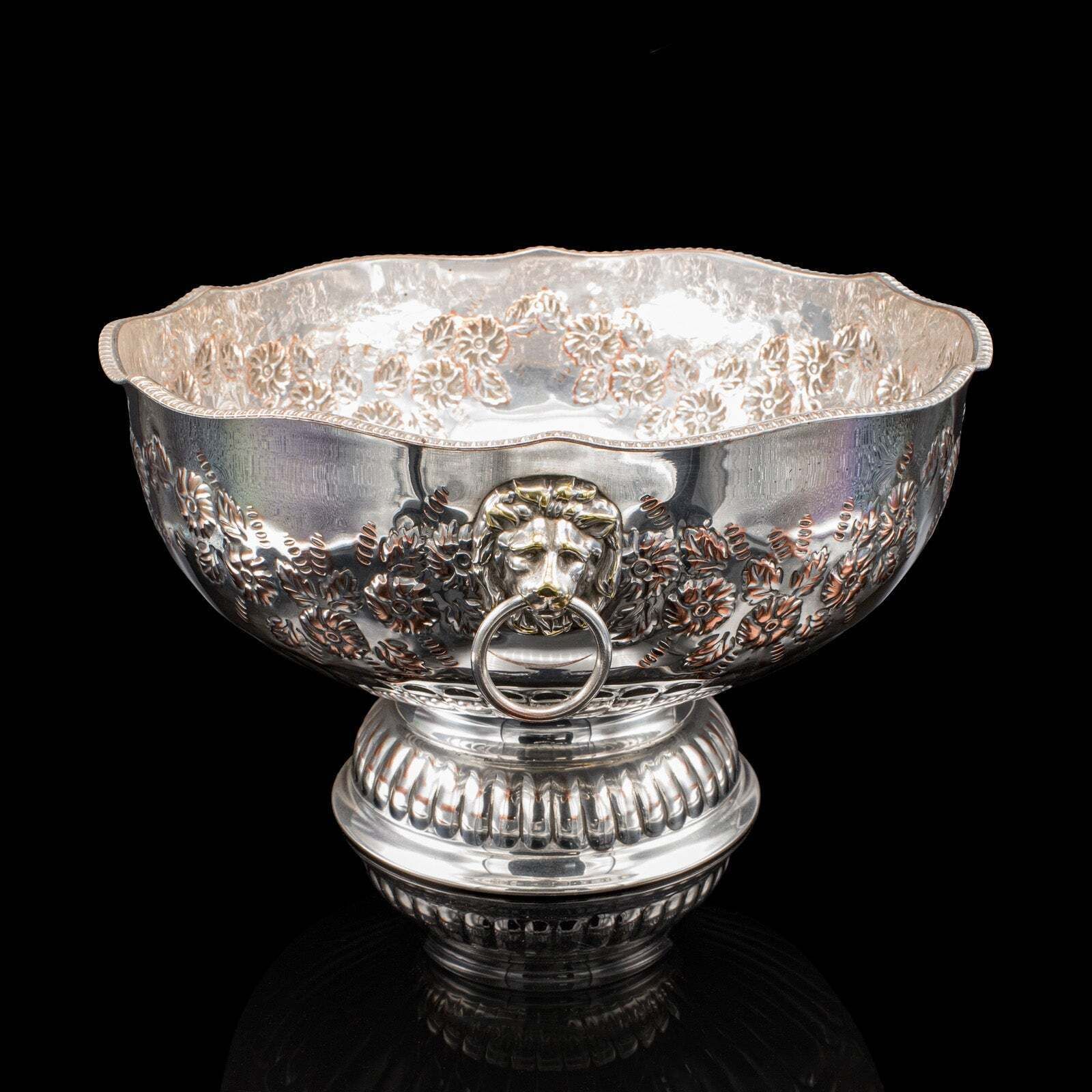 Vintage Punch Bowl, English, Silver Plate, Ice Dish, Cooler, Trophy, Art Deco photo for sale