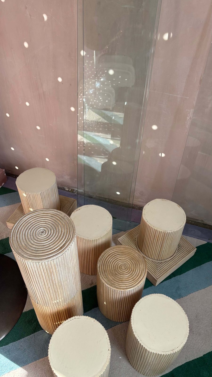 1970s Italian Bamboo, Glass Modular Shelving Unit photo Furniture