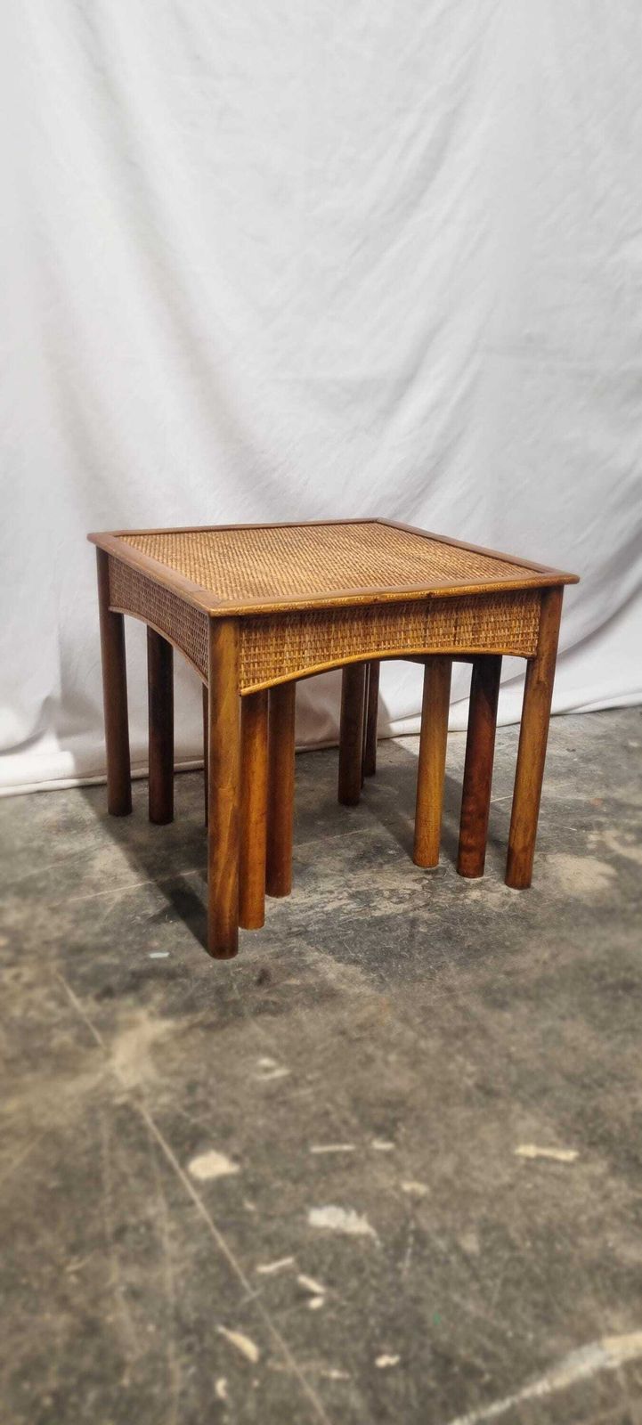 Vintage Bamboo Rattan Nest Of Tables. photo furniture