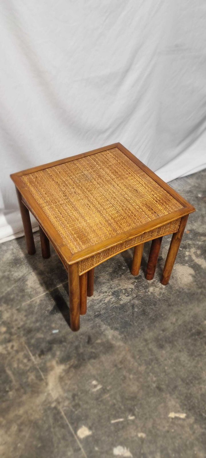Vintage Bamboo Rattan Nest Of Tables. photo vinterior