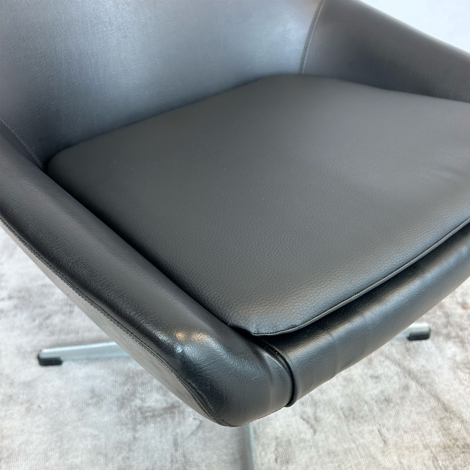 Black Swivel Armchair, 1970s, Vinyl photo for sale