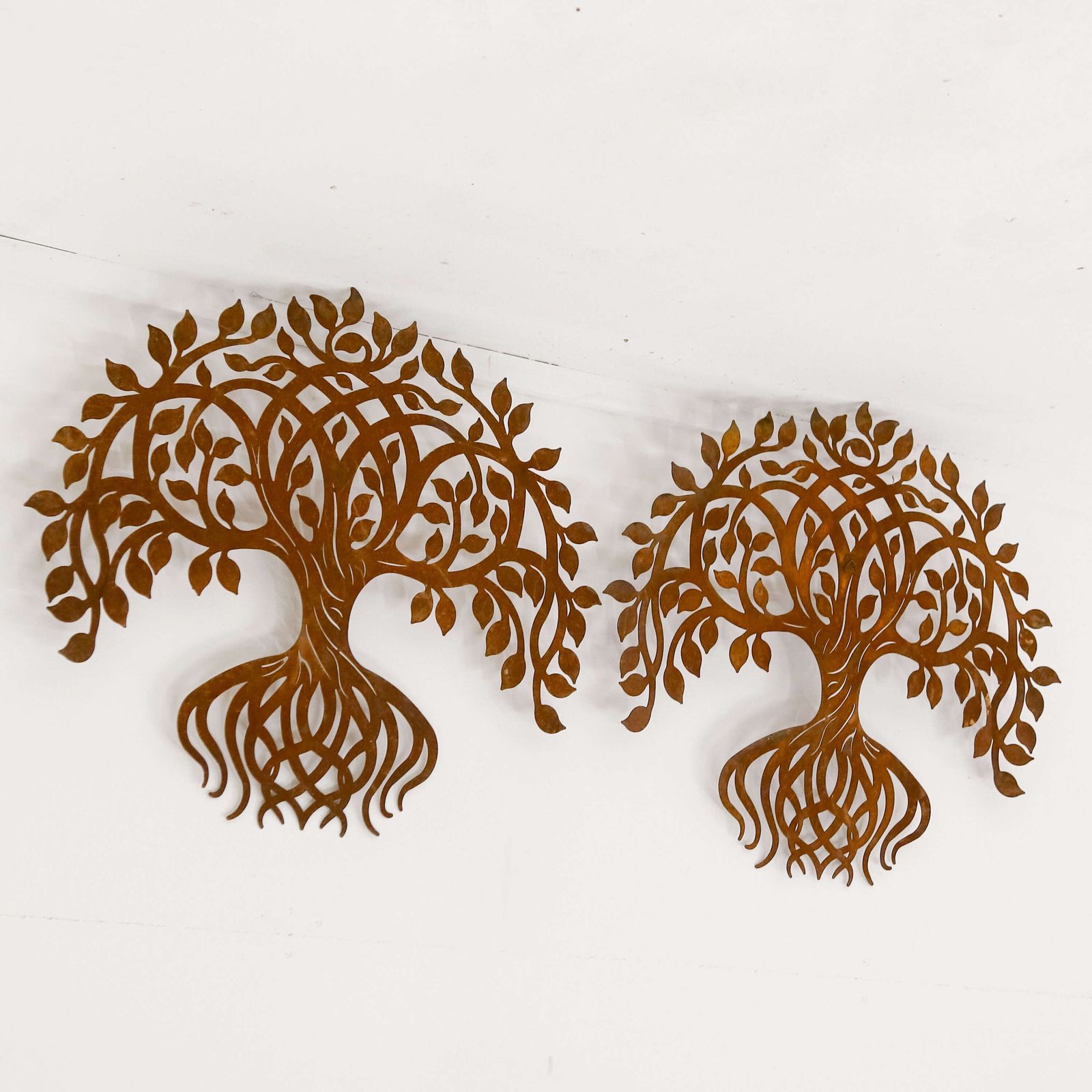 photo furniture Pair Of 1970s Weathered Metal Tree Wall Hangings   English Decorative Art