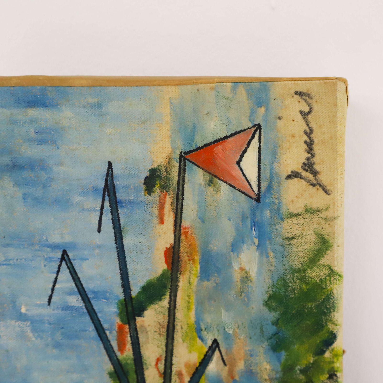 Mid‑Century Abstract Still Life On Canvas   Signed Brian Davie, C.1950s 60s photo Art